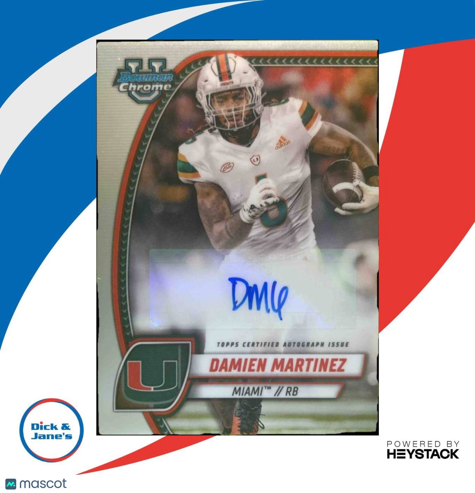 2024 Bowman Chrome University Damien Martinez Prospect Auto Miami Hurricanes
