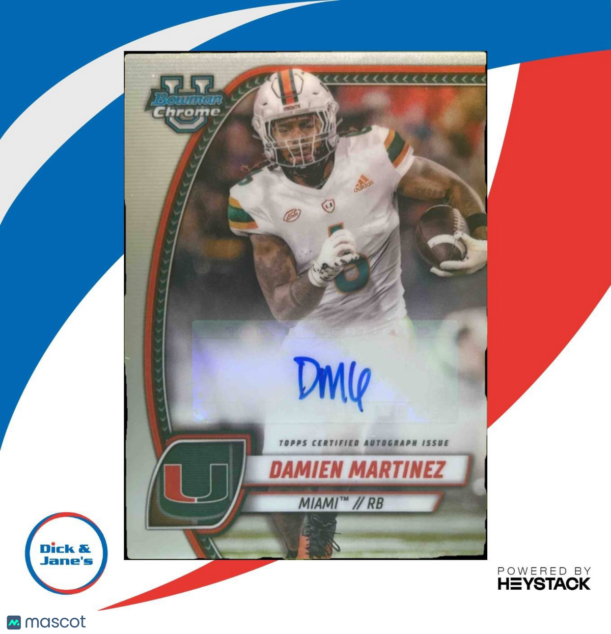 2024 Bowman Chrome University Damien Martinez Prospect Auto Miami Hurricanes