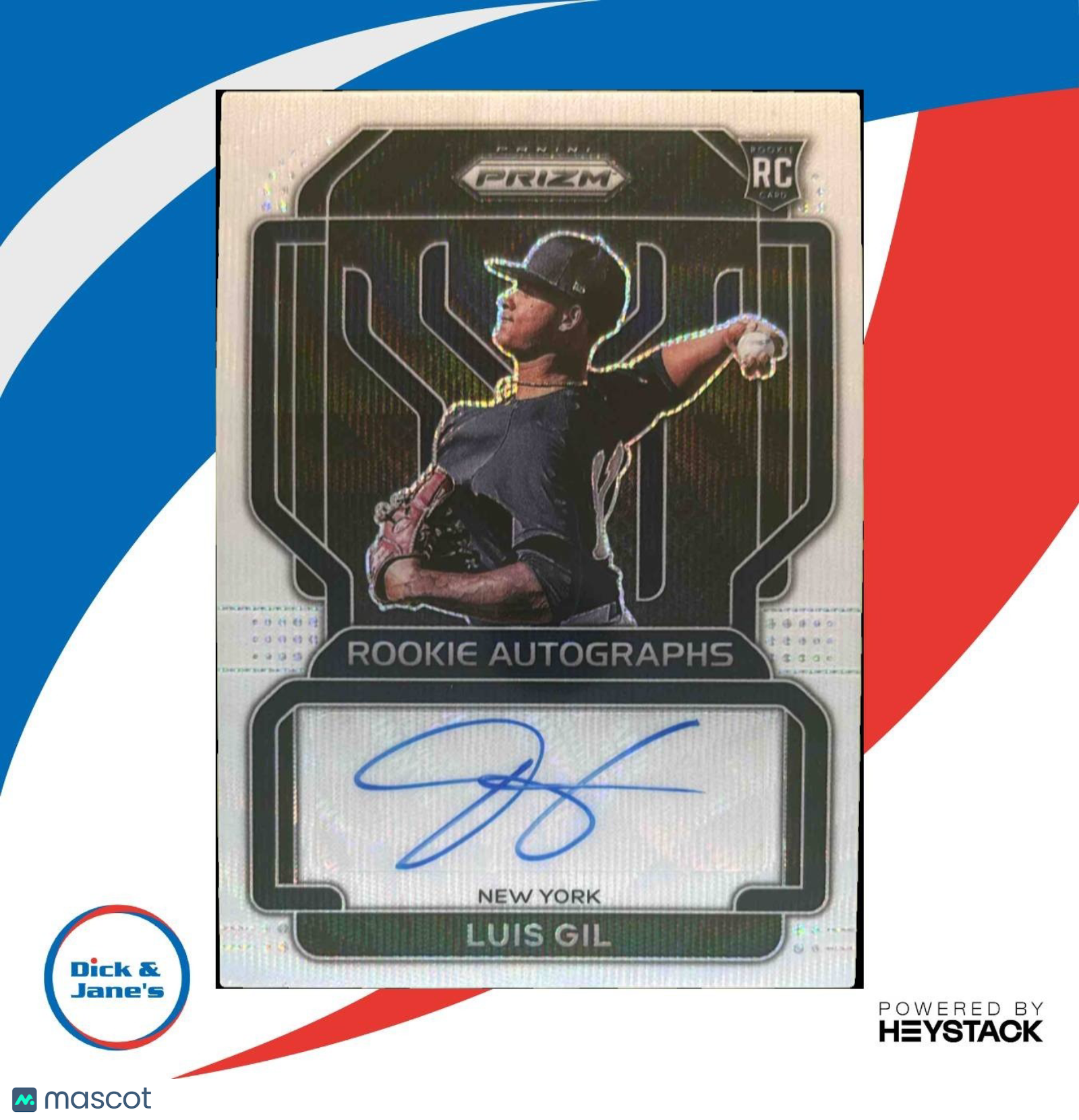 2022 Panini Prizm Luis Gil Rookie Auto White Wave /50 RC New York Yankees