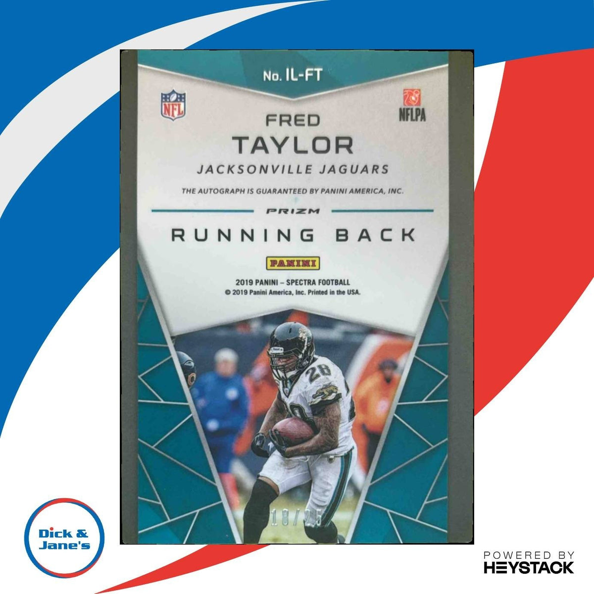 2019 Panini Spectra Fred Taylor Illustrious Legends Neon Green /25 Auto Jaguars