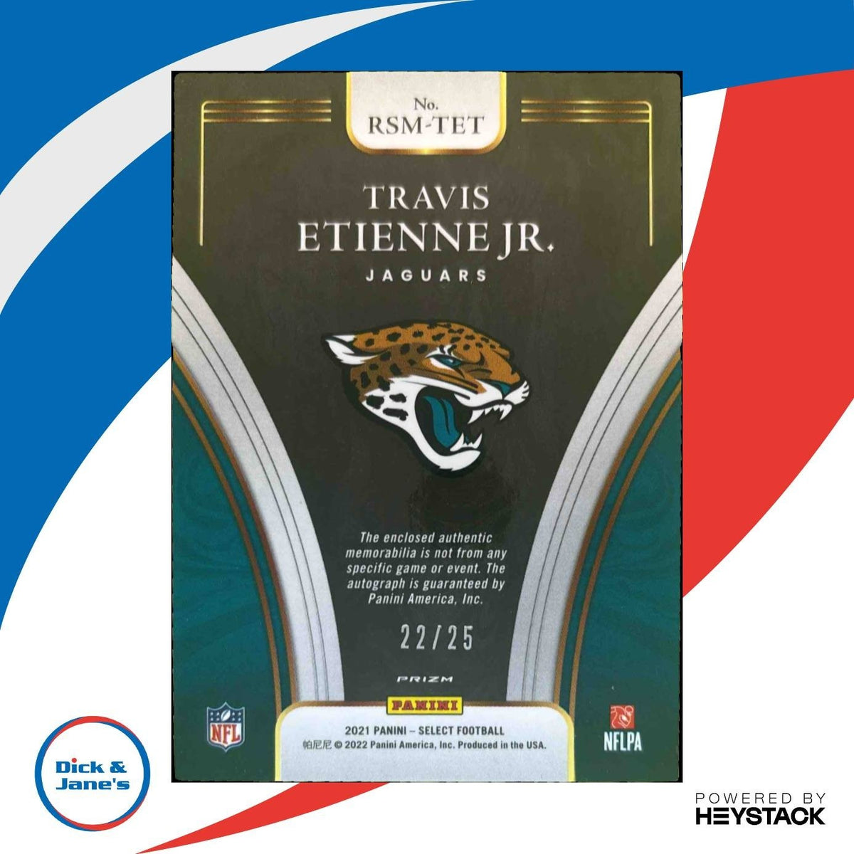 2021 Select Travis Etienne Jr. Rookie Signature Disco /25 MEM Auto RC Jaguars