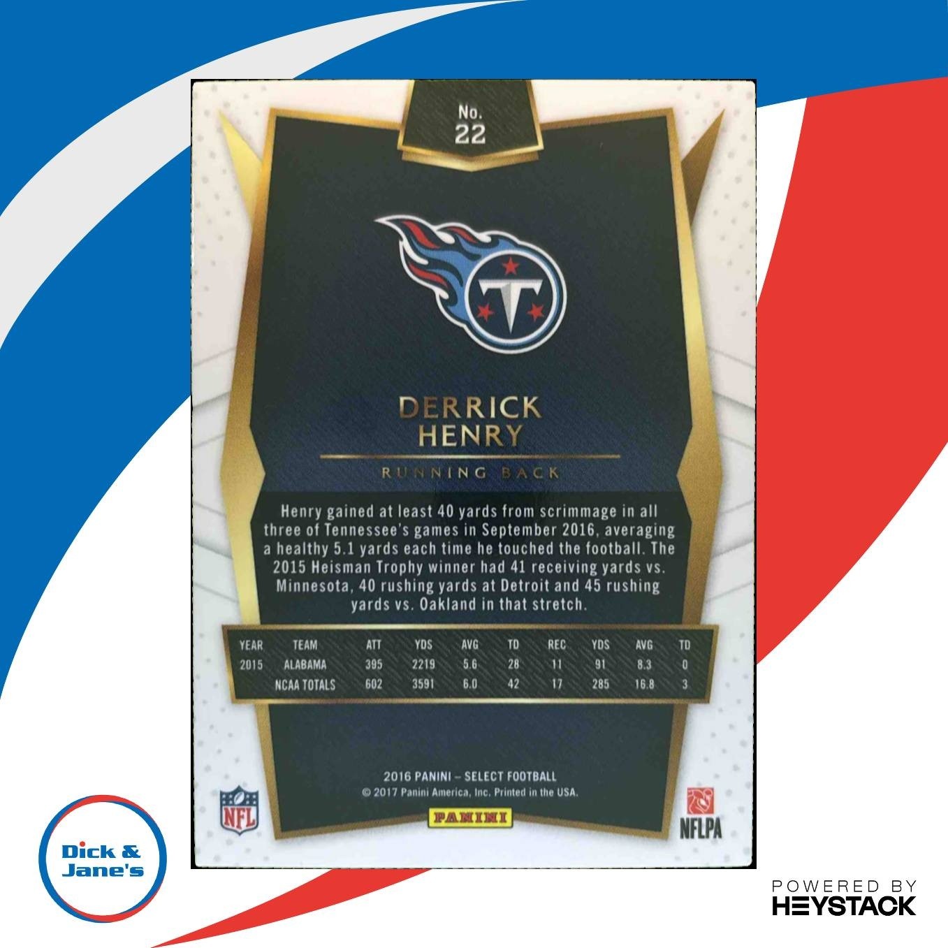 2016 Panini Select Derrick Henry #22 RC Concourse Tennessee Titans