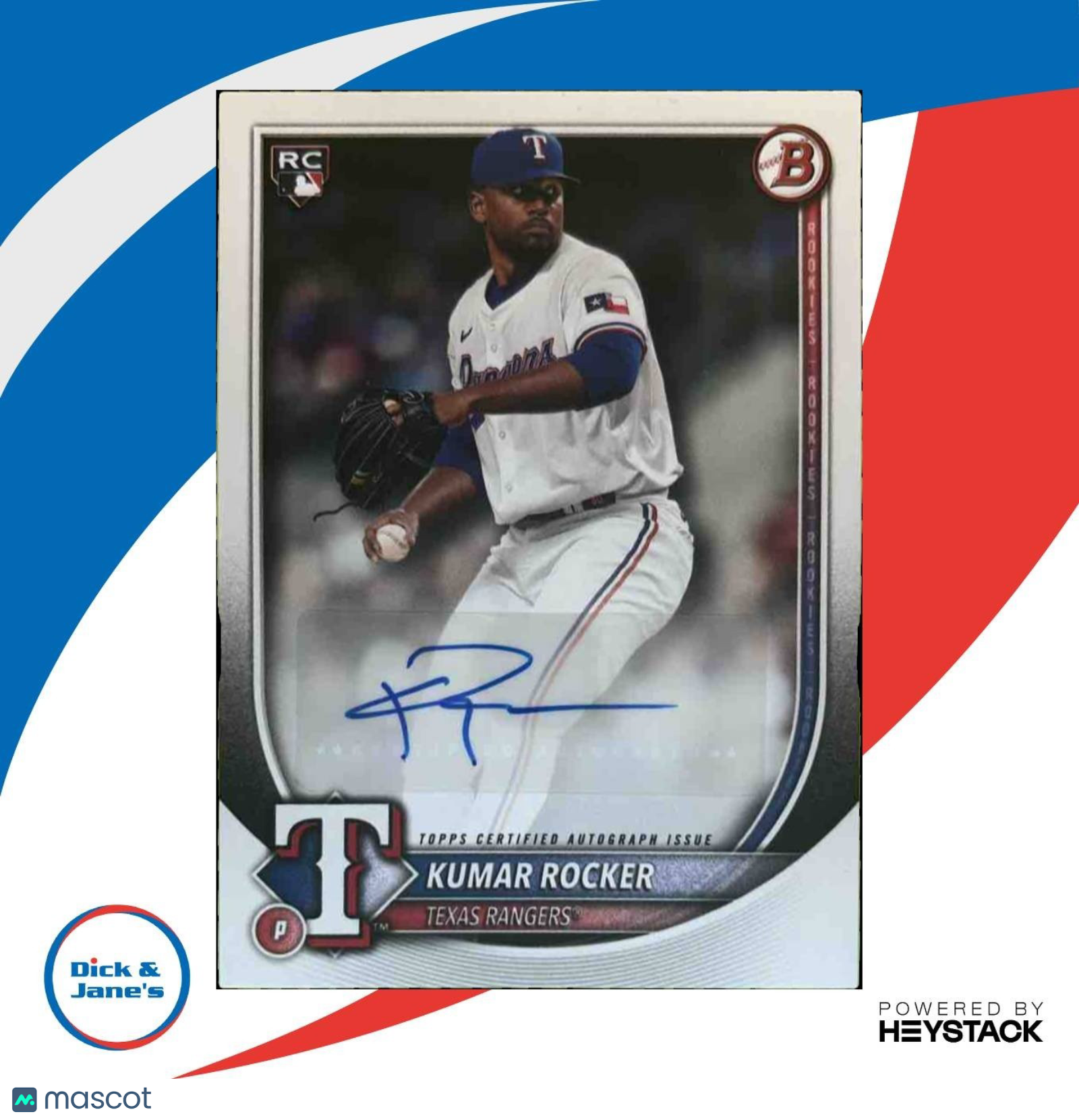 2025 Bowman Kumar Rocker Chrome Rookies and Veterans Auto RC Texas Rangers