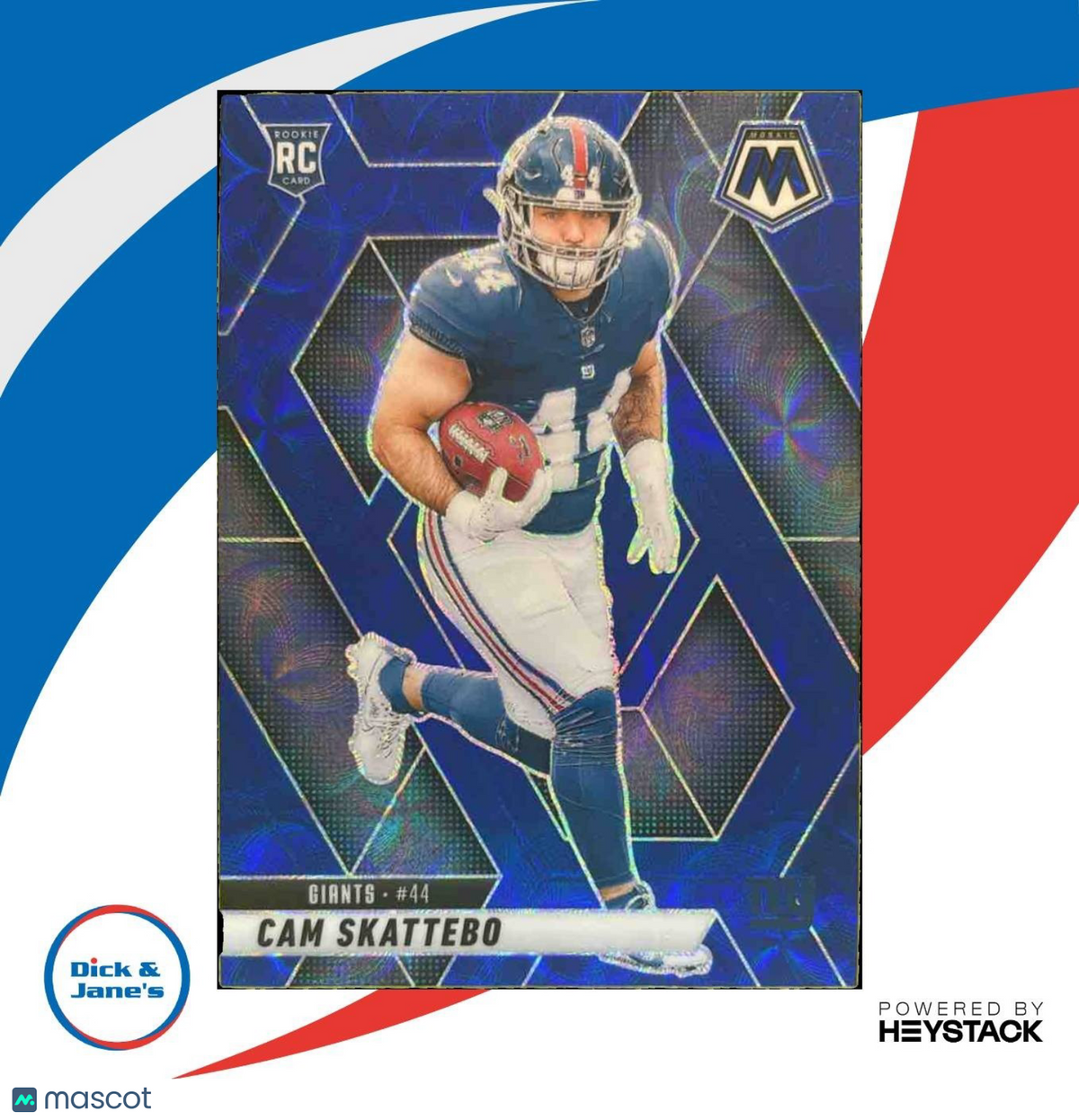 2025 Panini Mosaic Cam Skattebo Rookies Blue Prizm #305 RC New York Giants