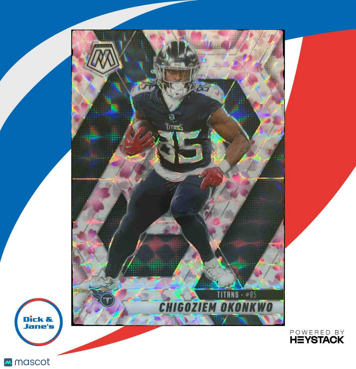 2025 Mosaic Chigoziem Okonkwo Choice Cherry Blossom Prizm /20 Tennessee Titans
