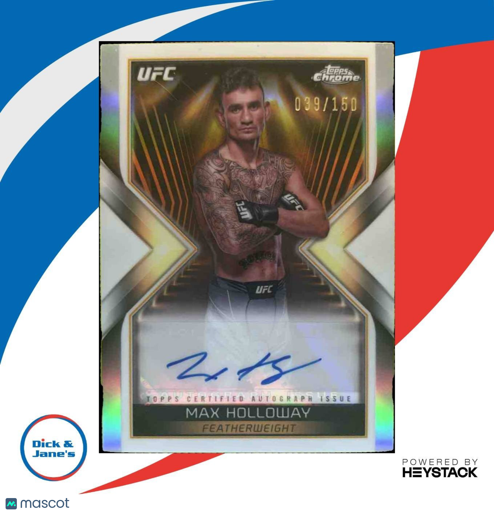 2024 Topps Chrome UFC Max Holloway Main Event Auto Refractor /150 #MEA-MHO