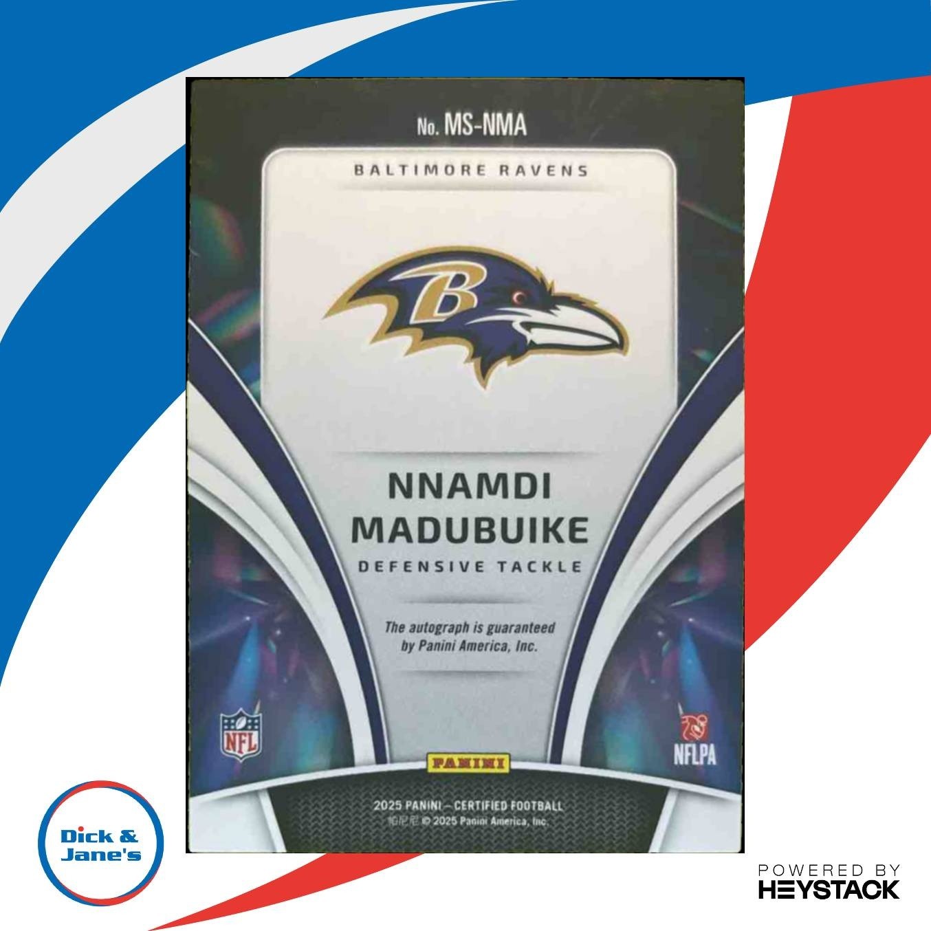 2025 Panini Certified Nnamdi Madubuike Mirror Signatures Blue /49 Auto Ravens