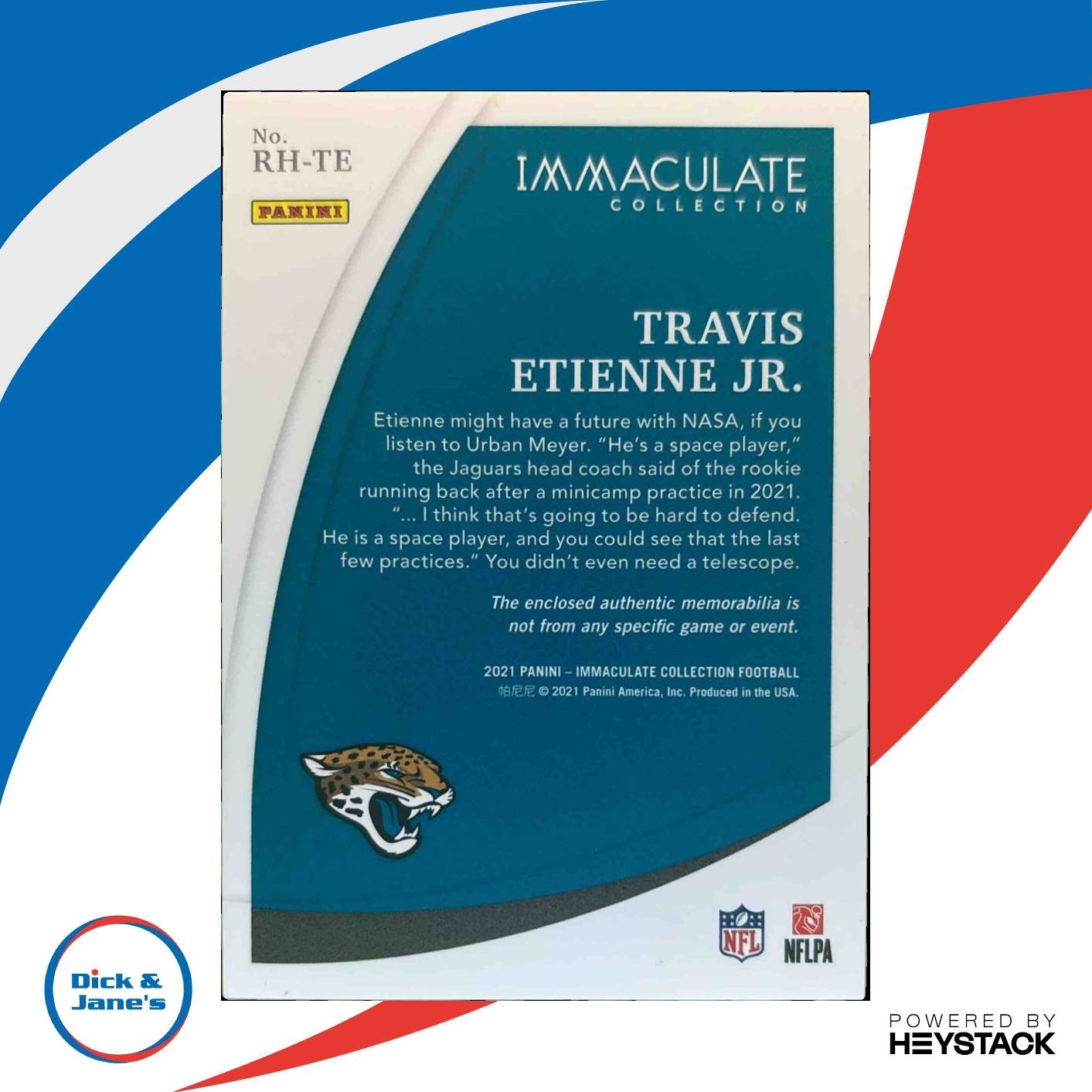 2021 Panini Immaculate Travis Etienne Jr. Helmet /12 MEM RC Jacksonville Jaguars