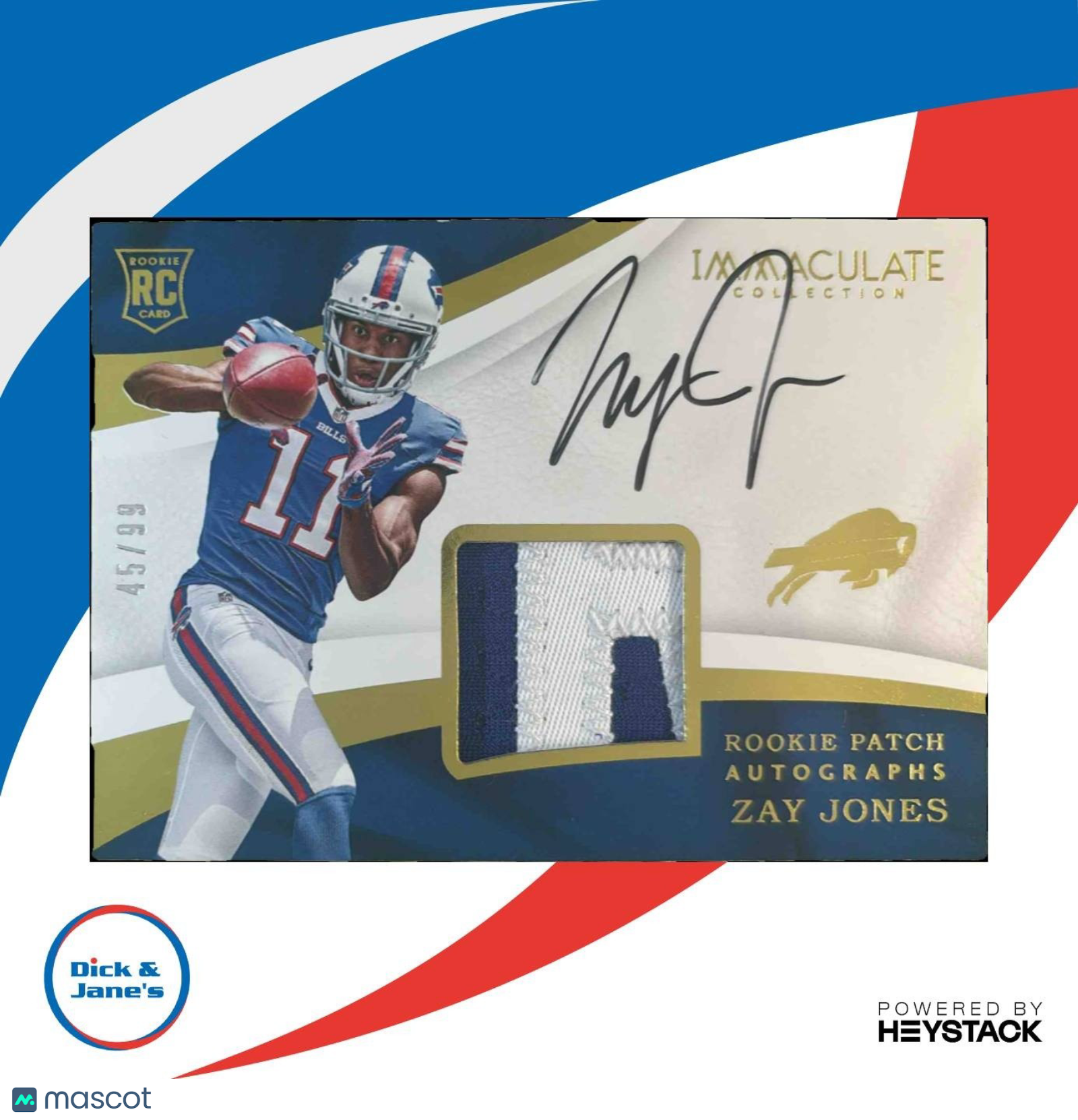 2017 Panini Immaculate Collection Zay Jones /99 #133 MEM Auto RC Buffalo Bills