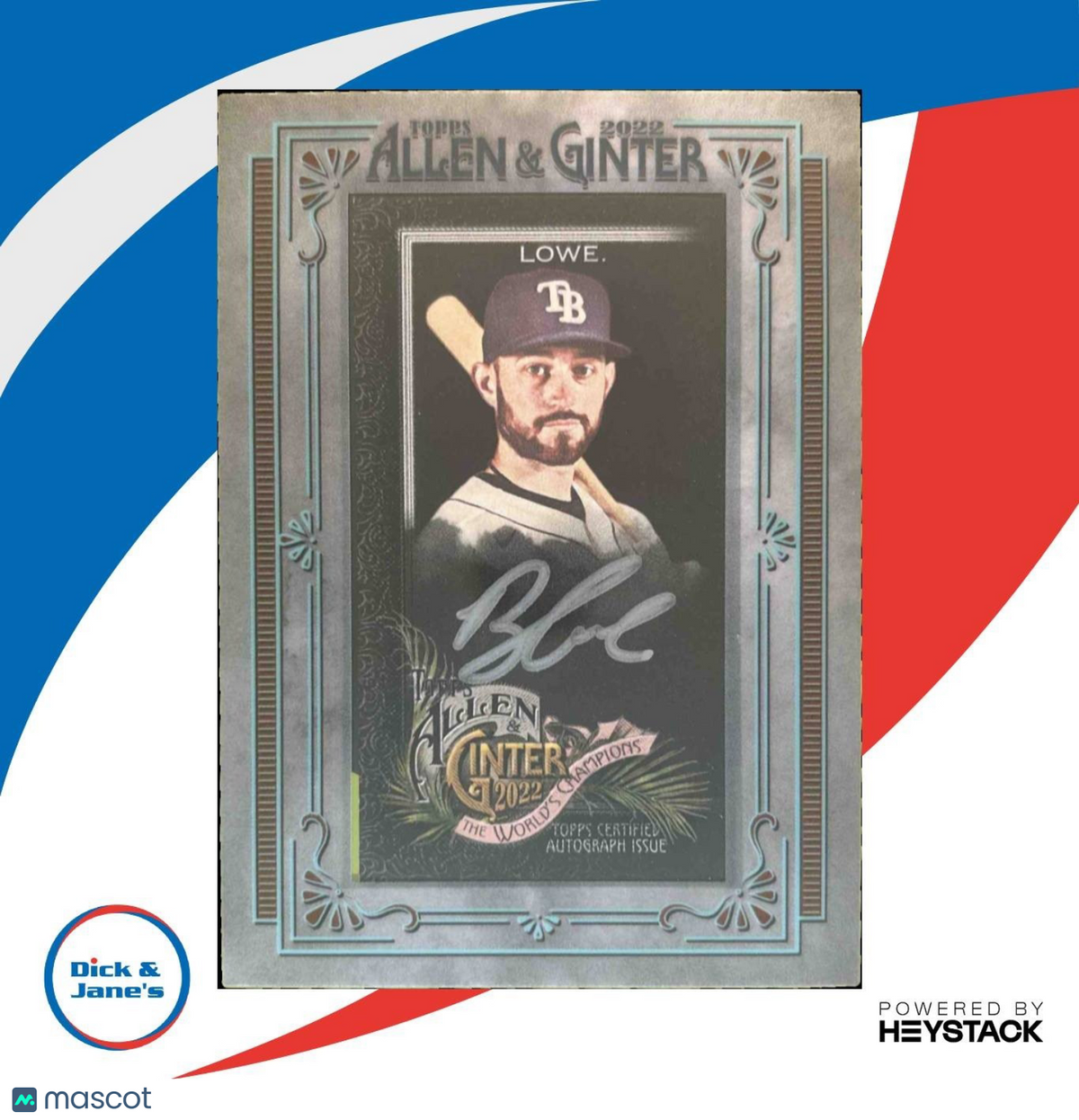 2022 Topps Allen & Ginter X Brandon Lowe Mini Auto Silver Frame /50 Rays
