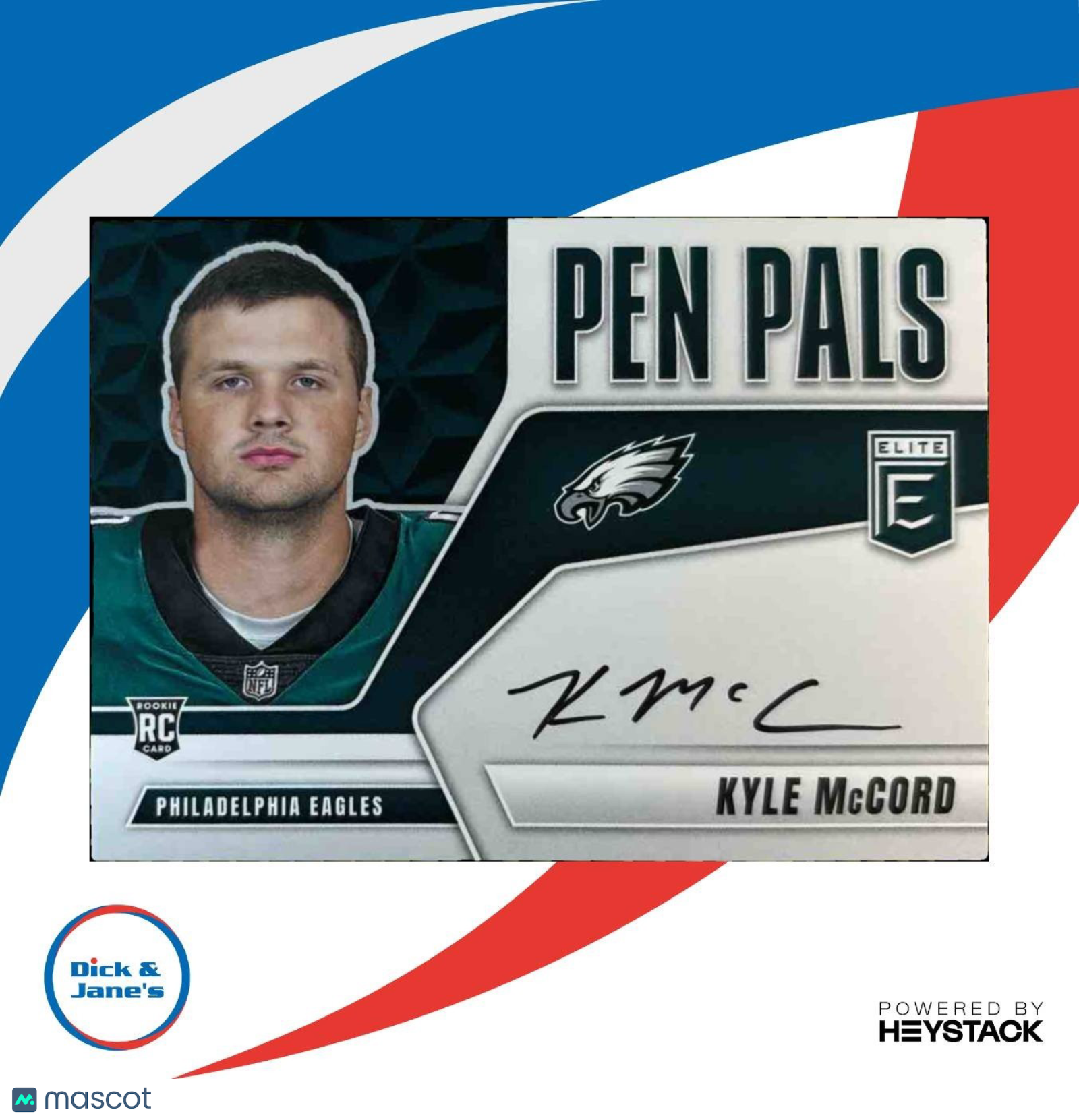 2025 Donruss Elite Kyle McCord Pen Pals Horizontal Auto Philadelphia Eagles