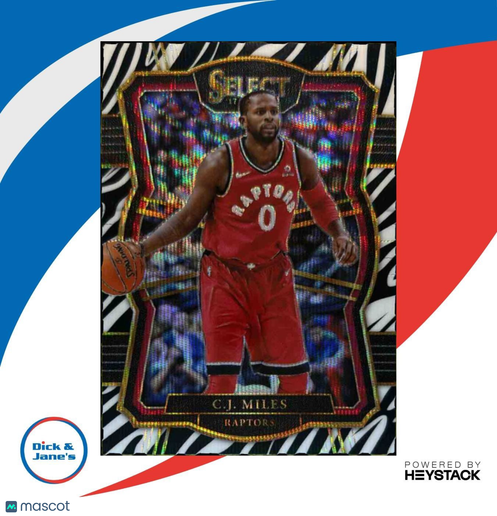 2017-18 Panini Select C.J. Miles Zebra Prizms #103 Premier Level Toronto Raptors