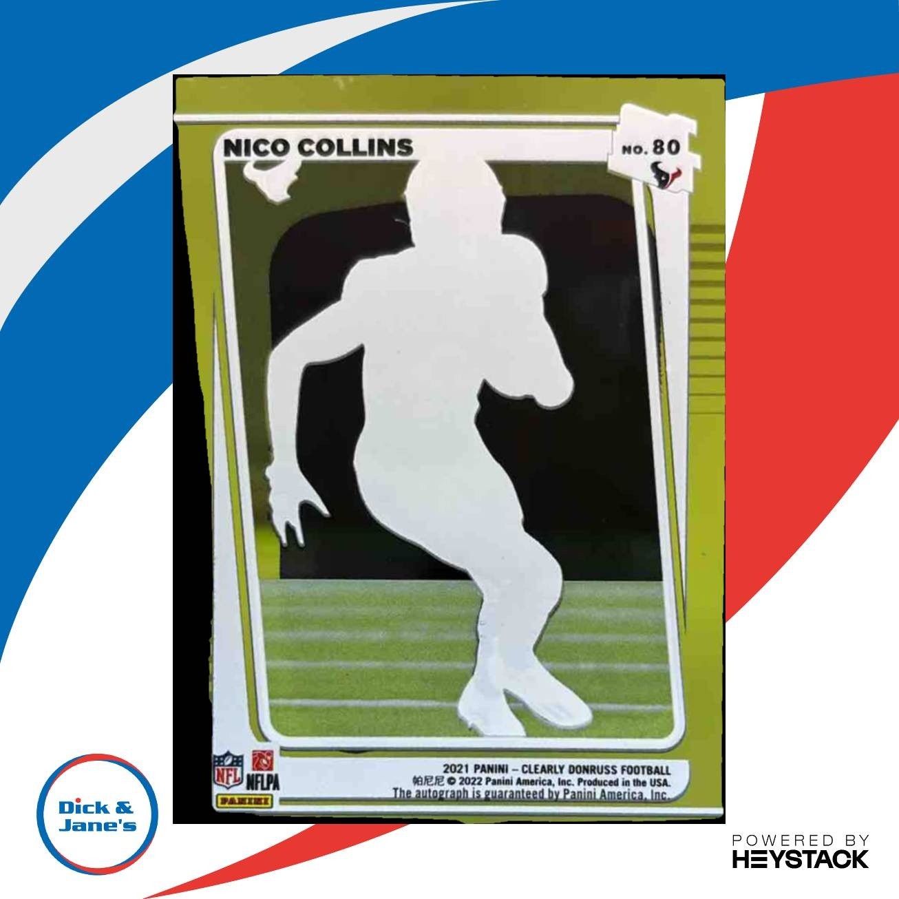 2021 Clearly Donruss Nico Collins Rated Rookie Auto Red /49 RC Houston Texans