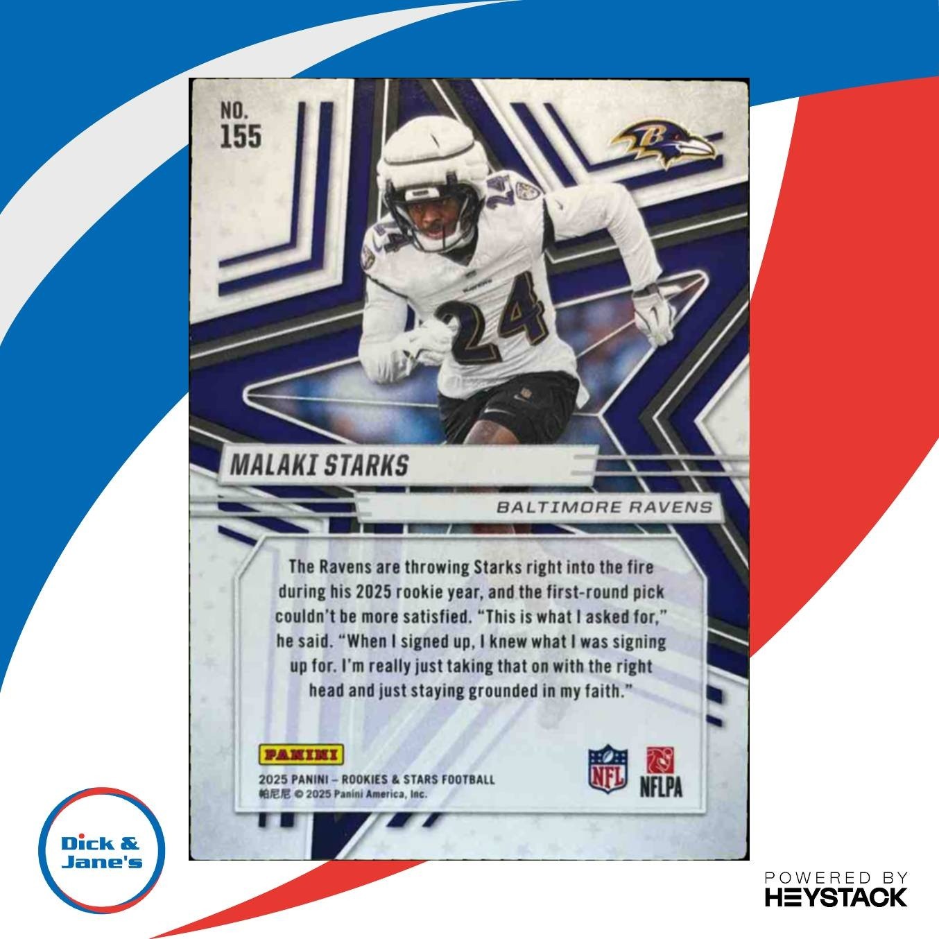 2025 Panini Rookies & Stars Malaki Starks s Purple /999 #155 RC Baltimore Ravens