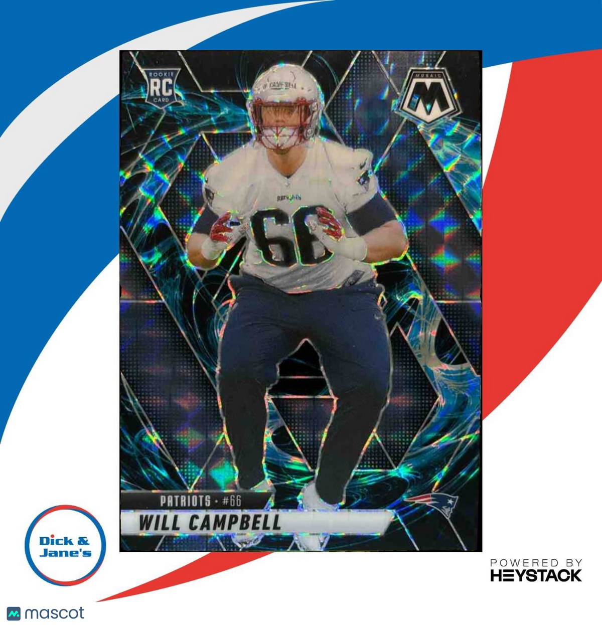 2025 Mosaic Will Campbell Rookies Genesis Prizm #378 RC New England Patriots