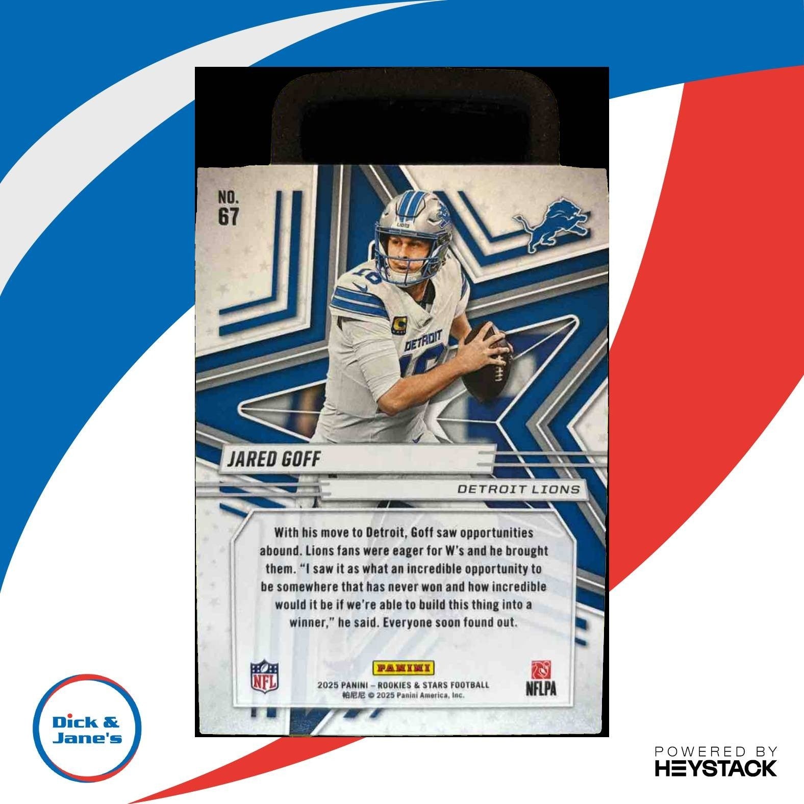 2025 Panini Rookies & Stars Jared Goff Purple 806/999 #67 Detroit Lions