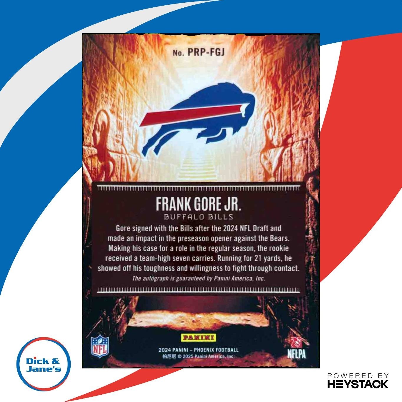 2024 Phoenix Frank Gore Jr. Phoenician Rookie Penmanship RC Auto Buffalo Bills