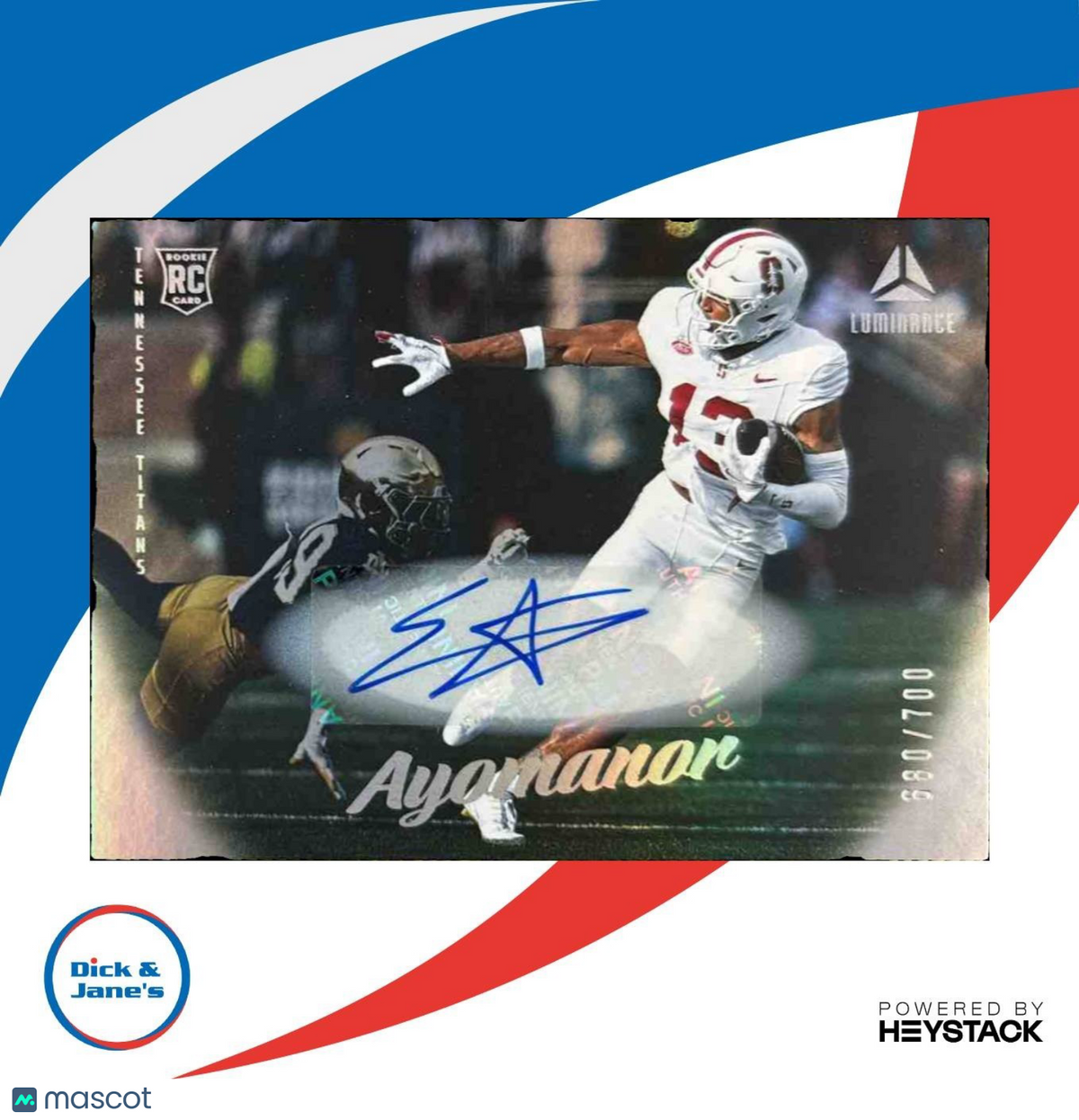 2025 Panini Luminance Elic Ayomanor Auto /700 #185 RC Tennessee Titans