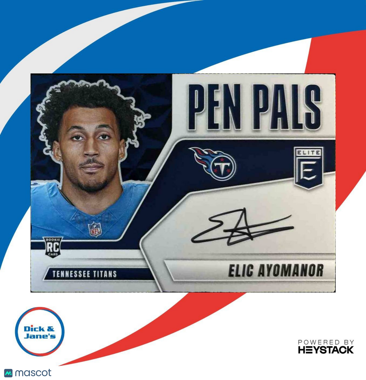 2025 Panini Donruss Elite Elic Ayomanor Pen Pal Horizontal Auto Tennessee Titans