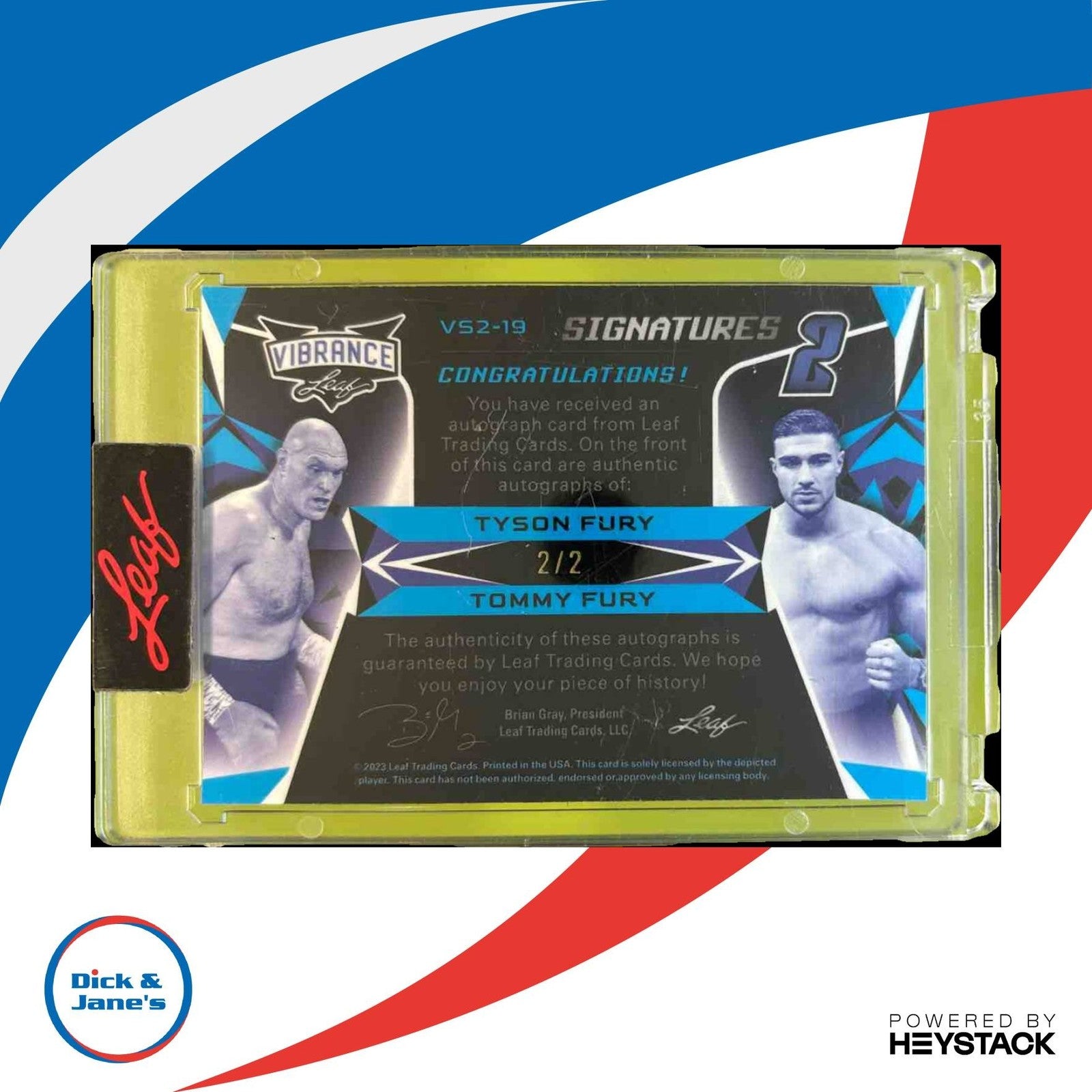 2023 Leaf Vibrance Tyson Fury Tommy Signatures 2 Shimmer /2 #VS2-19 Auto