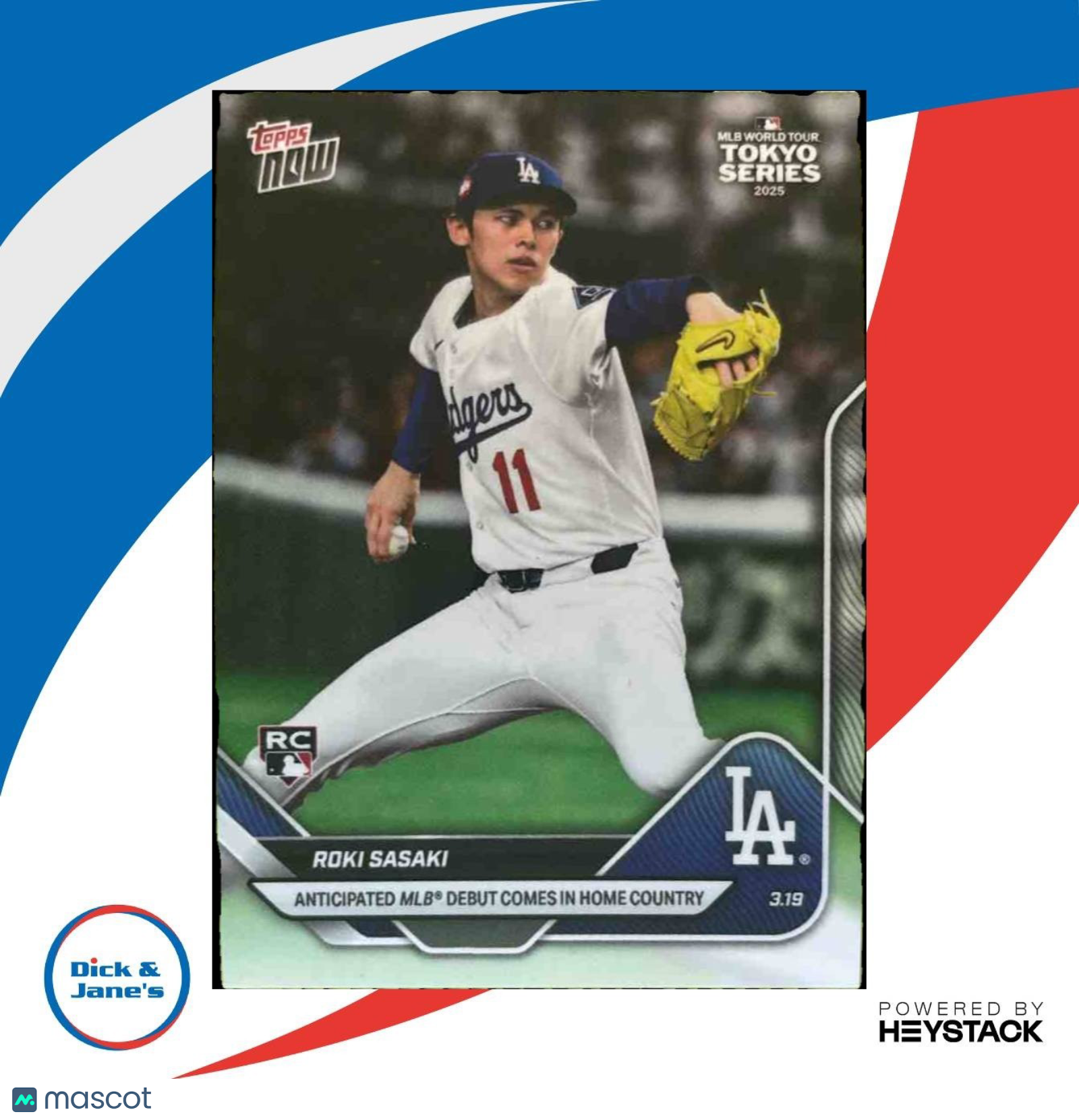 2025 Topps Now Roki Sasaki #3 RC Los Angeles Dodgers