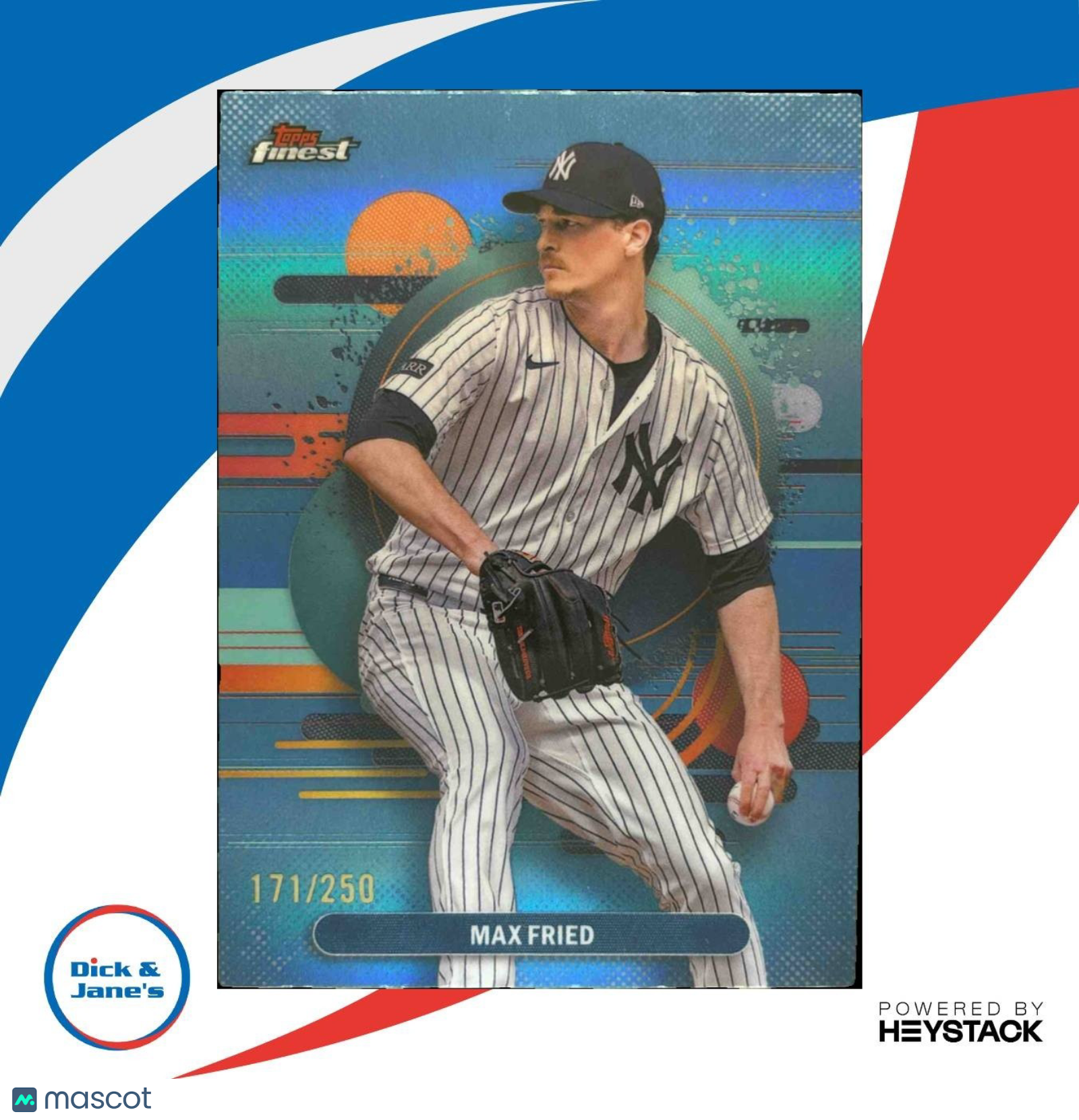 2025 Topps Finest Max Fried Uncommon Sky Blue /250 #129 New York Yankees