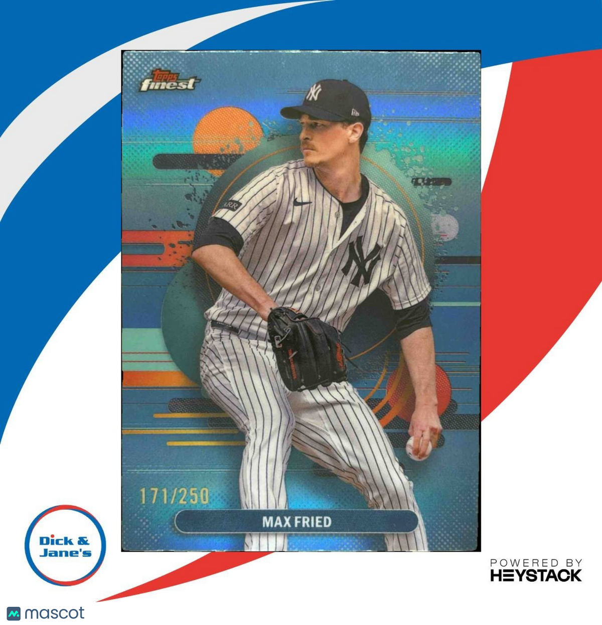 2025 Topps Finest Max Fried Uncommon Sky Blue /250 #129 New York Yankees