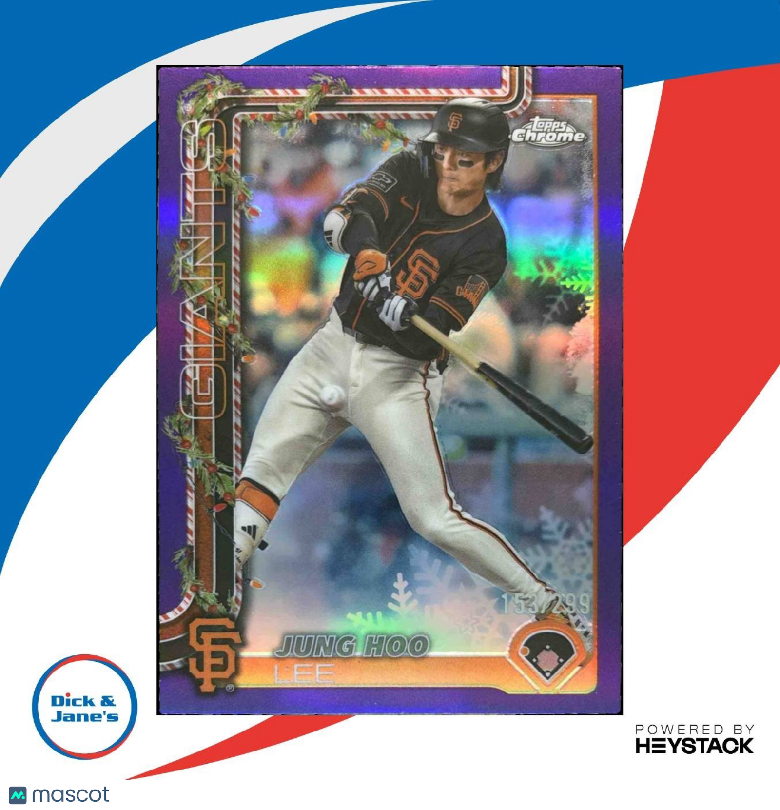 2025 Topps Holiday Jung Hoo Lee Chrome Purple /299 #HC128 San Francisco Giants
