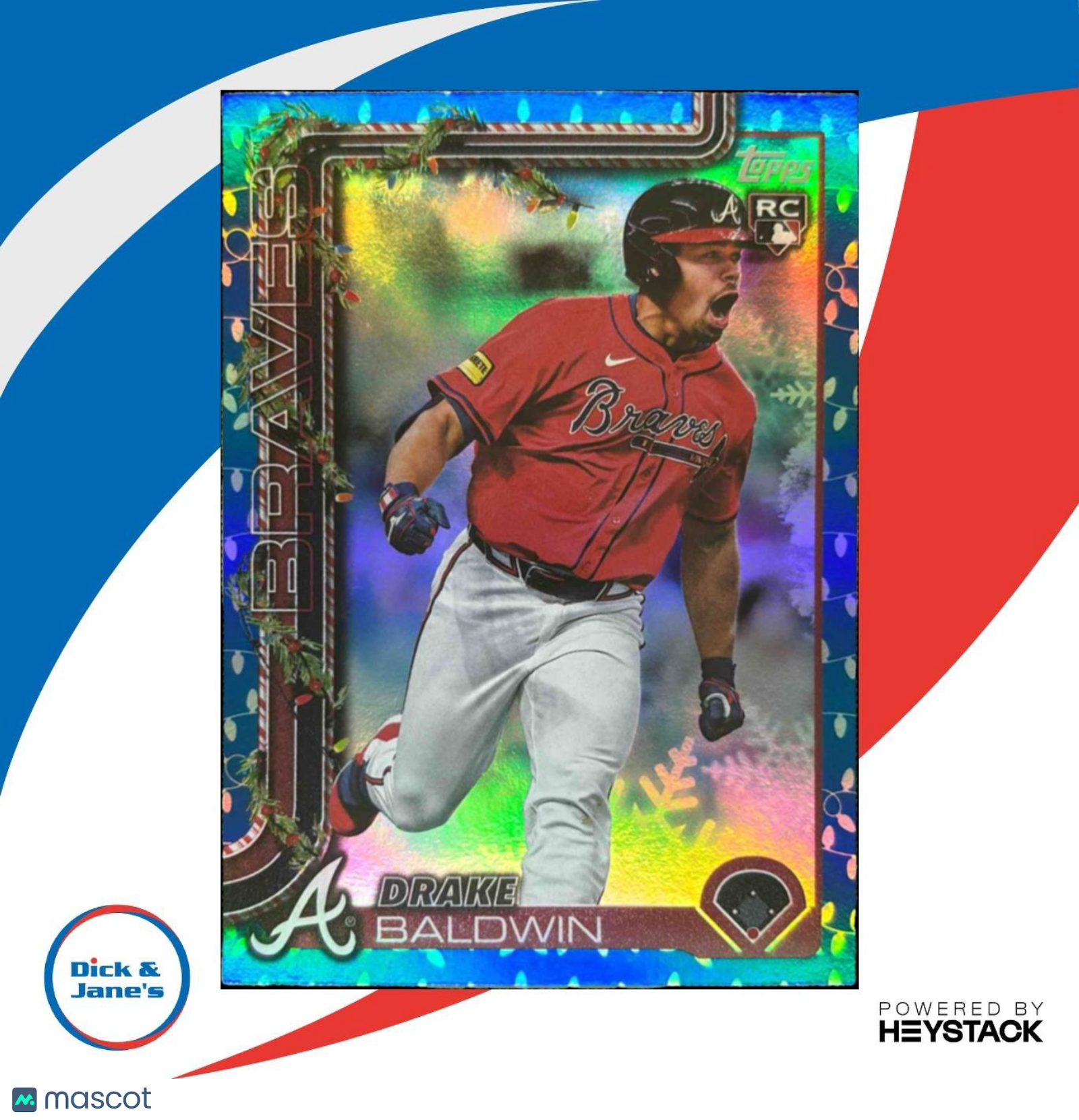 2025 Topps Holiday Drake Baldwin Blue Metallic Glitter #H60 RC Atlanta Braves
