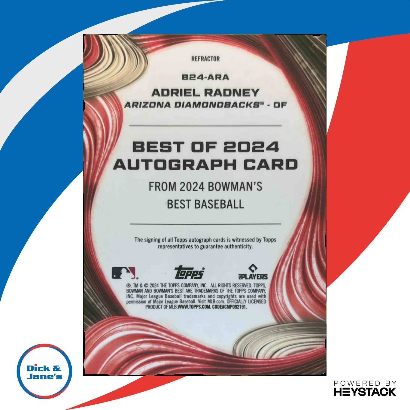 2024 Bowman's Best Adriel Radney Best of Auto #B24-ARA Arizona Diamondbacks