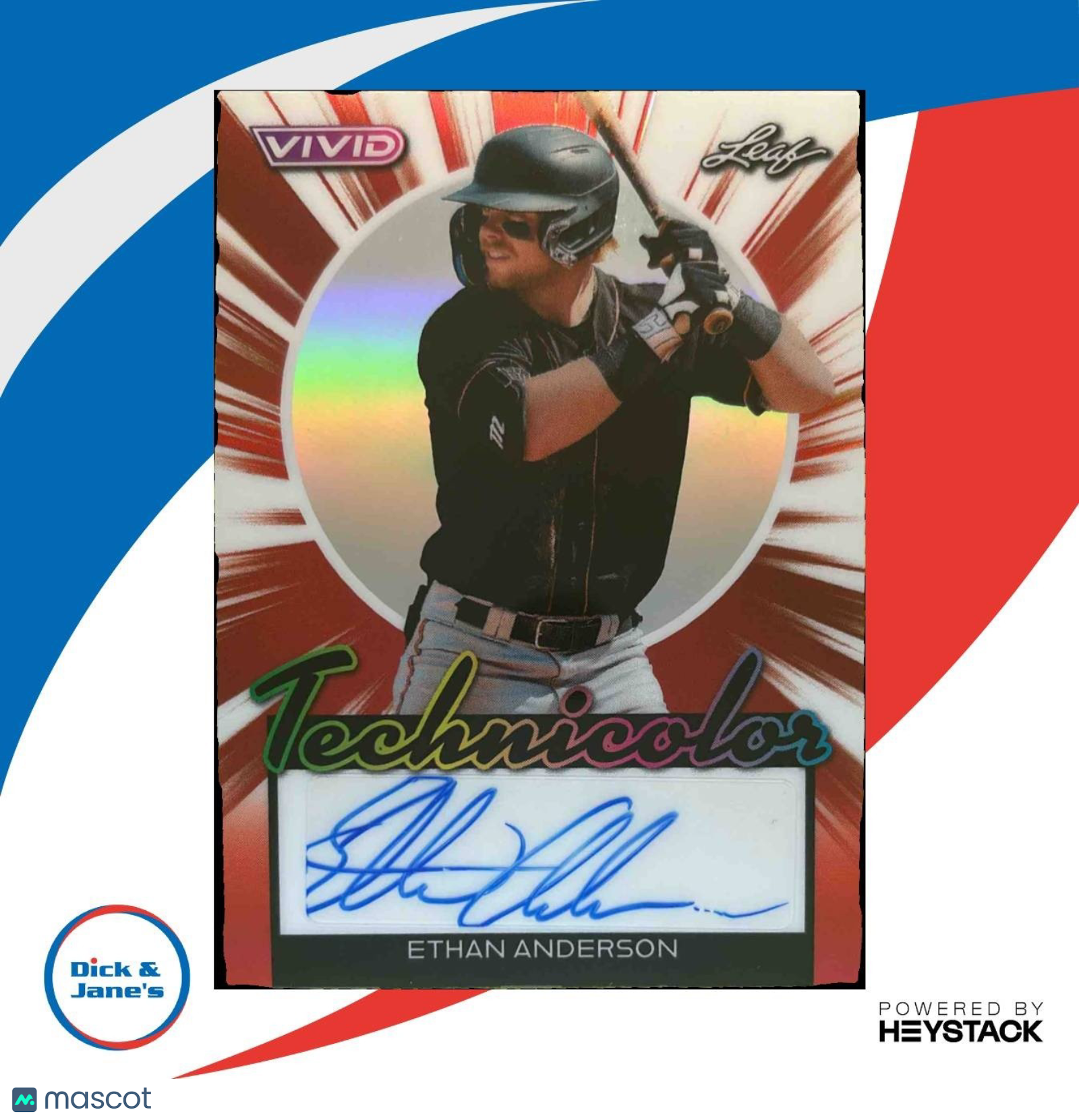 2024 Leaf Vivid Ethan Anderson Technicolor Red /8 #T-EA1 Auto Baltimore Orioles