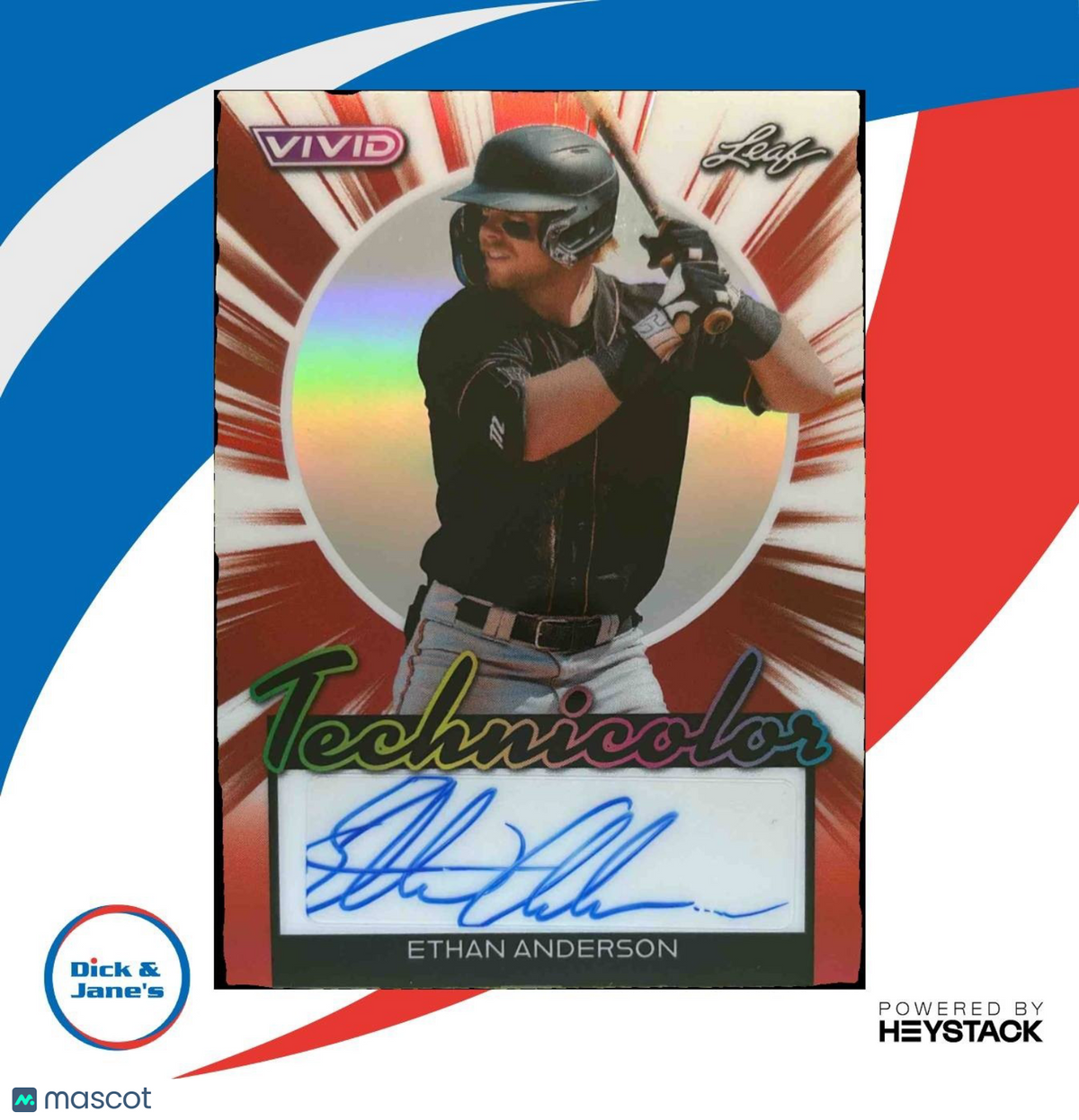 2024 Leaf Vivid Ethan Anderson Technicolor Red /8 #T-EA1 Auto Baltimore Orioles