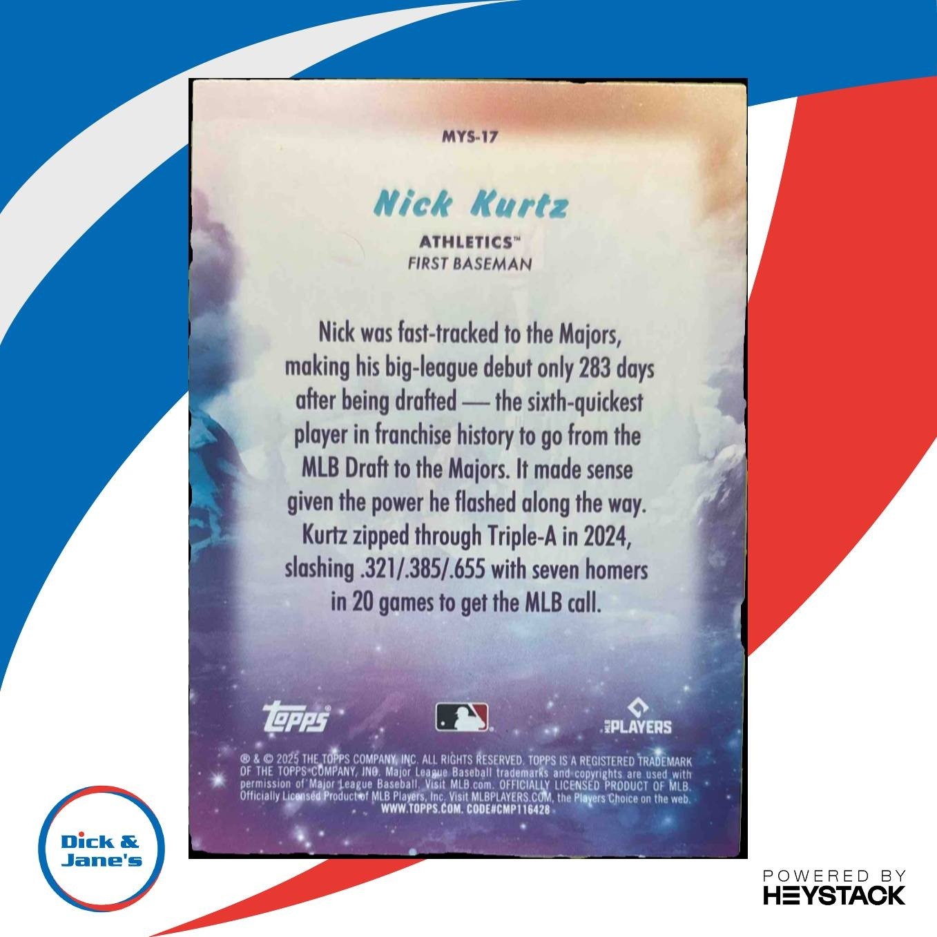 2025 Topps Update Nick Kurtz Mystical #MYS-17 RC Athletics
