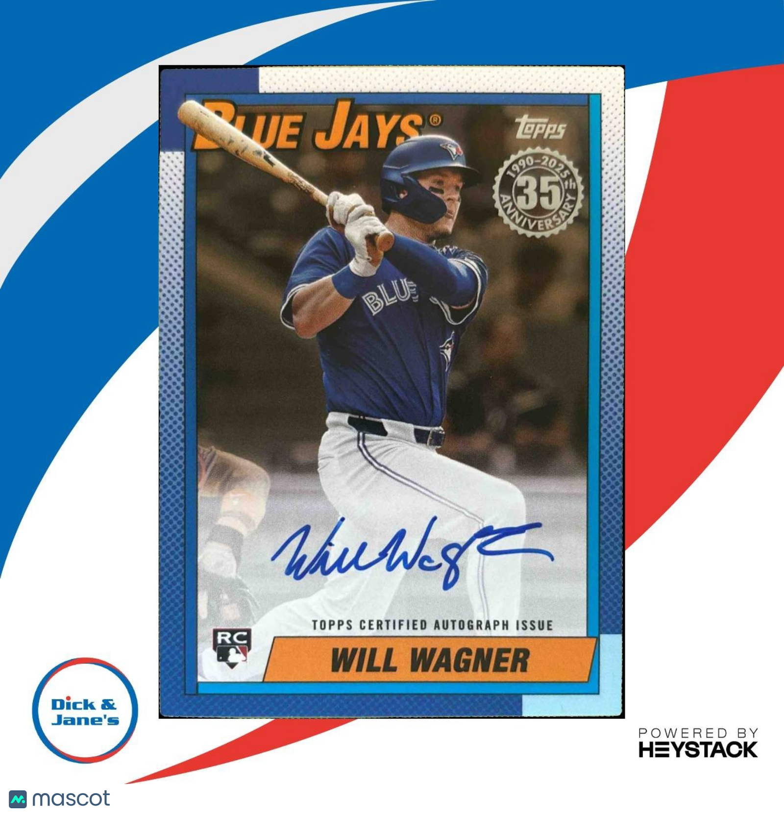 2025 Topps Will Wagner 1990 Baseball Auto Series 2 Gold /50 RC Toronto Blue Jays