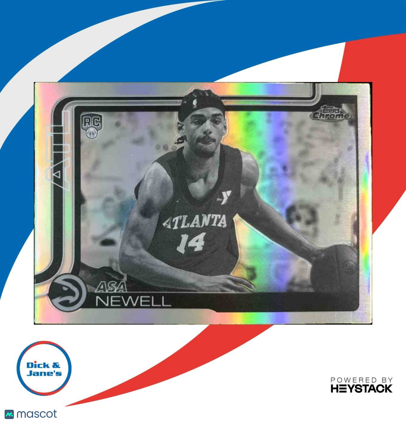2025-26 Topps Chrome Asa Newell Negative Refractor #273 RC Atlanta Hawks