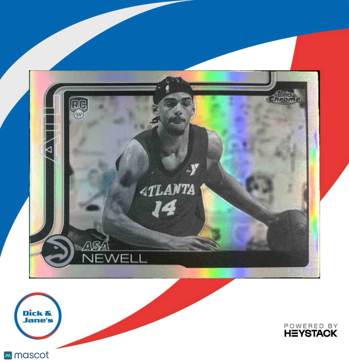 2025-26 Topps Chrome Asa Newell Negative Refractor #273 RC Atlanta Hawks