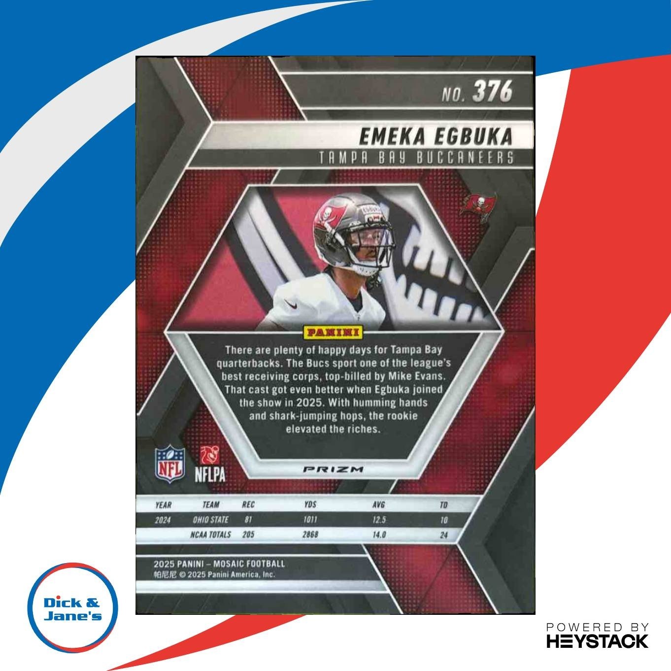 2025 Panini Mosaic Emeka Egbuka Rookies Camo Pink Prizm #376 RC Buccaneers