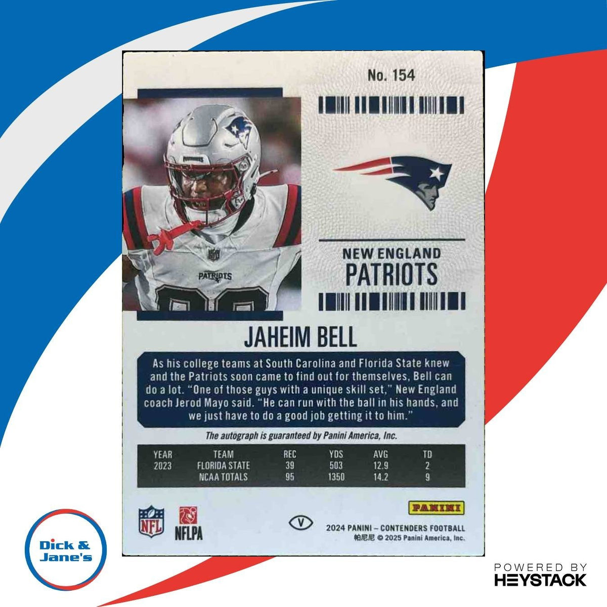 2024 Panini Contenders Jaheim Bell Rookie Ticket Auto Opening Kickoff #154 RC