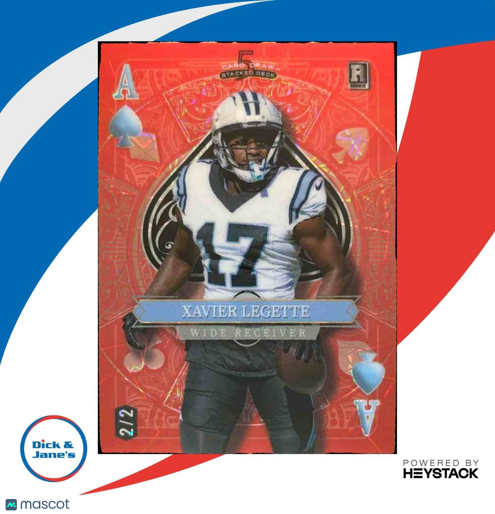 2024 Wild Card 5 Draw Stacked Deck Promo Xavier Legette Ace of Spades /2