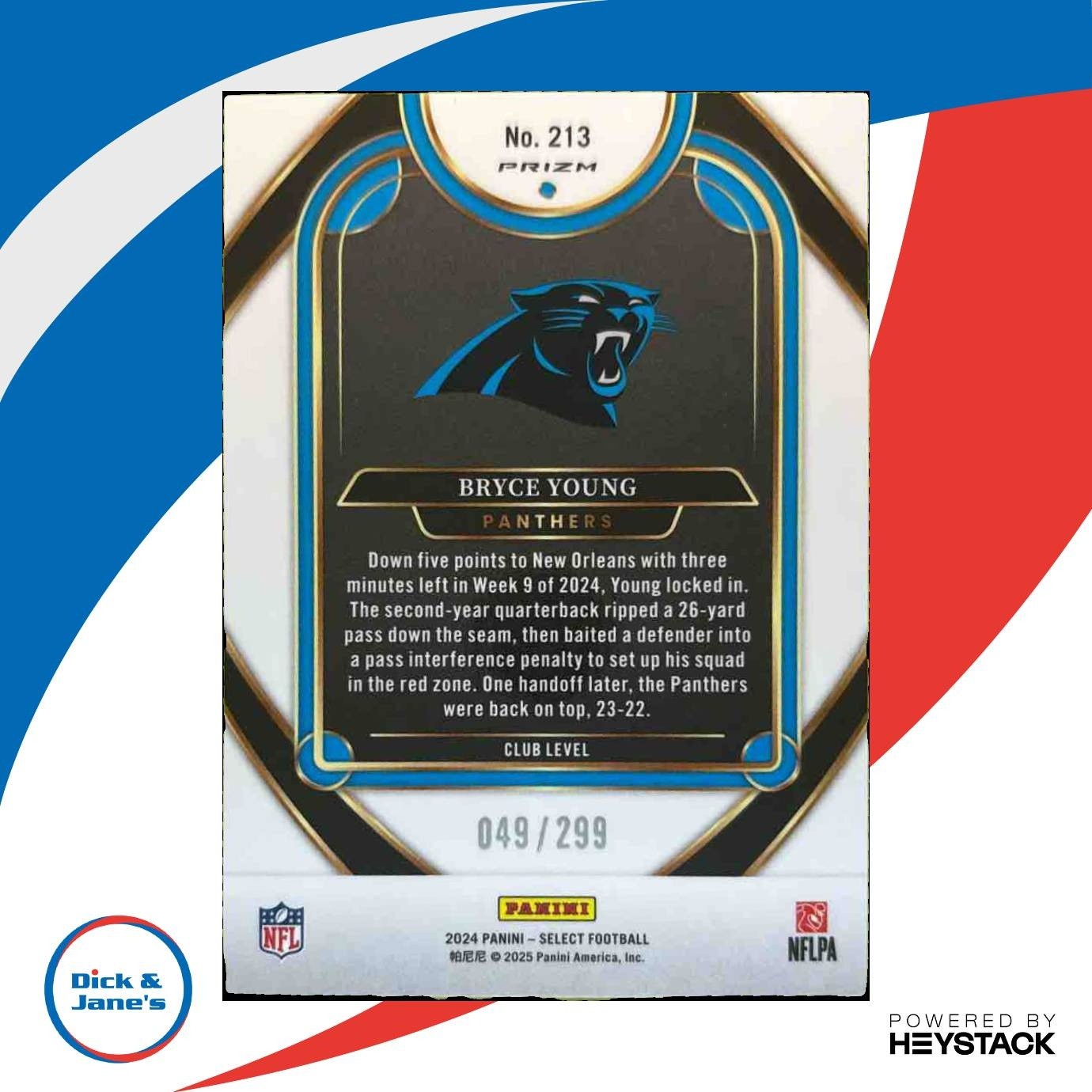 2024 Panini Select Bryce Young Copper Prizm Shock /299 #213 Carolina Panthers