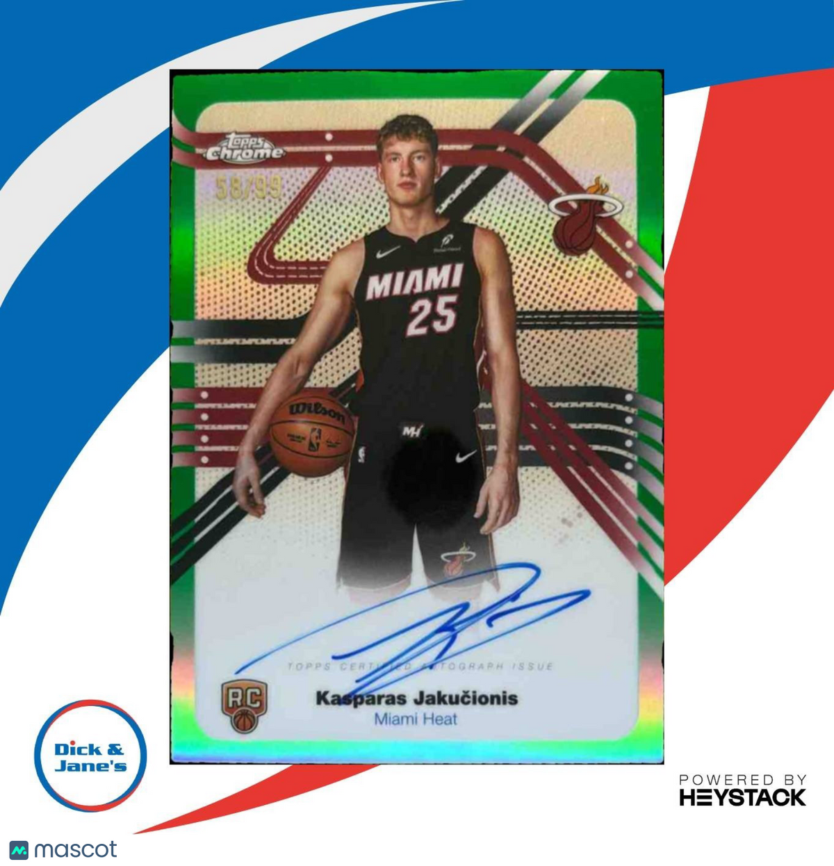 2025-26 Topps Chrome Kasparas Jakucionis Next Stop Signature Green /99 RC Auto