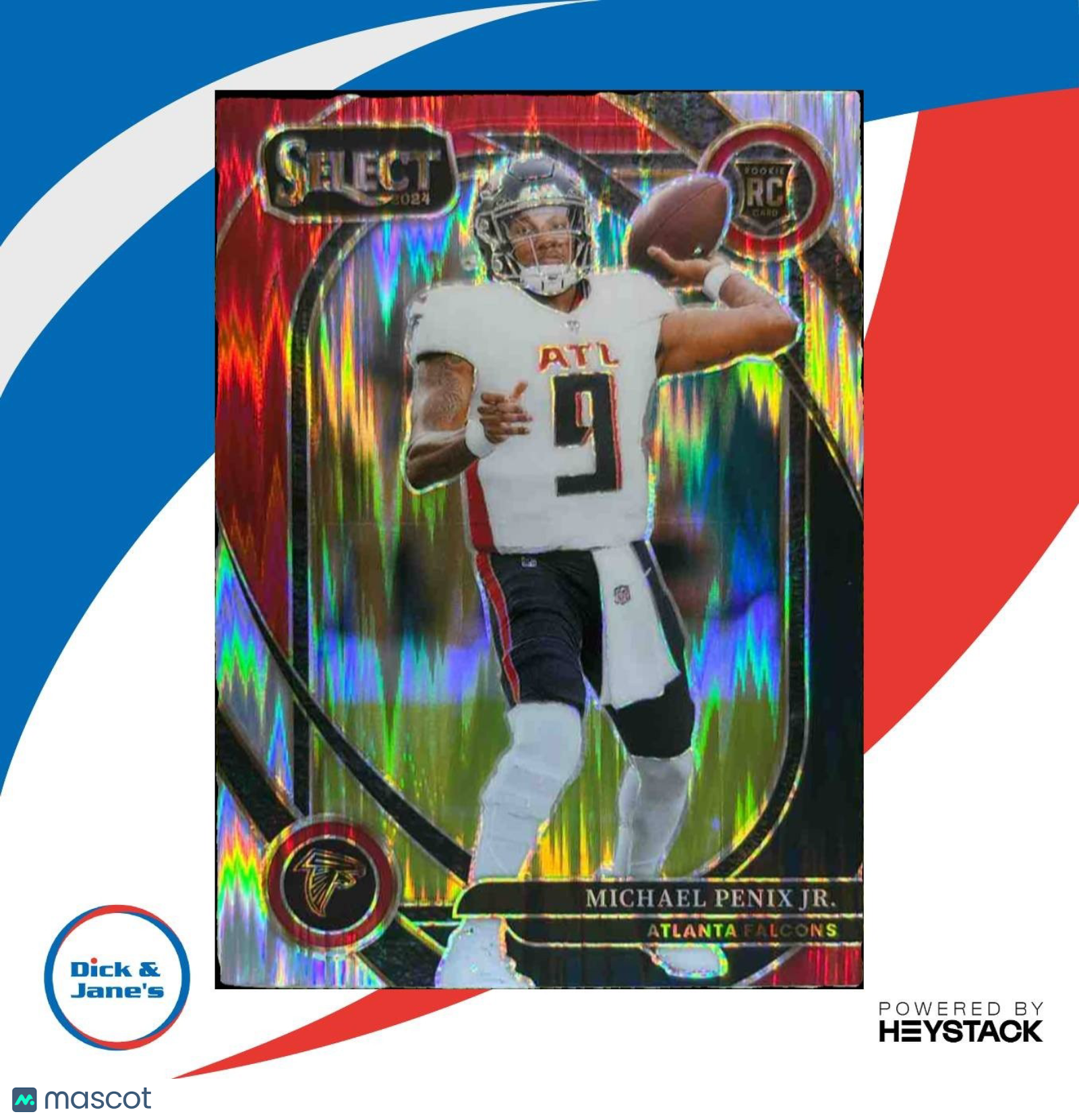 2024 Panini Select Michael Penix Jr. Black and Red Shock #235 RC Atlanta Falcons