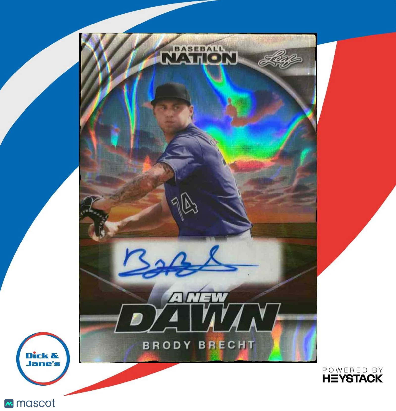 2025 Leaf Baseball Nation Brody Brecht New Dawn Auto Lava Silver 2/15 #NA-BB1