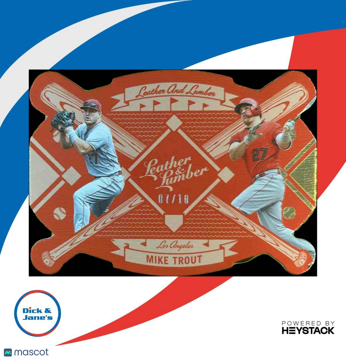 2019 Panini Leather & Lumber Mike Trout Holo Gold /10 Los Angeles Angels