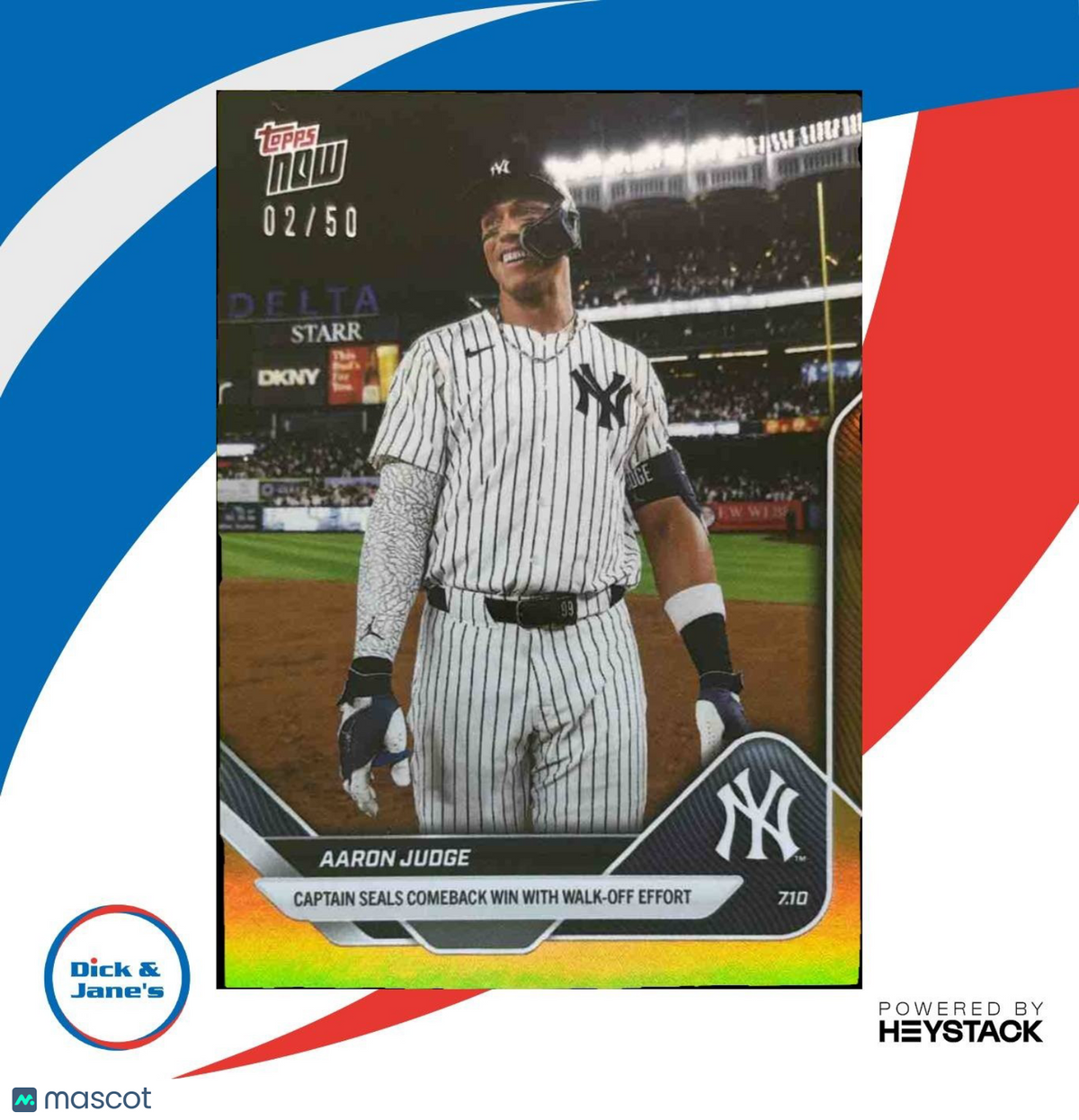 2025 Topps Now Aaron Judge Gold Foil 2/50 #410 New York Yankees