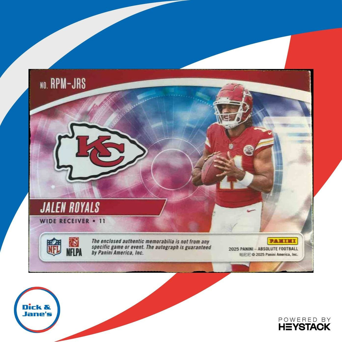 2025 Absolute Jalen Royals Rookie Premiere Quad Patch Auto /299 RC Chiefs