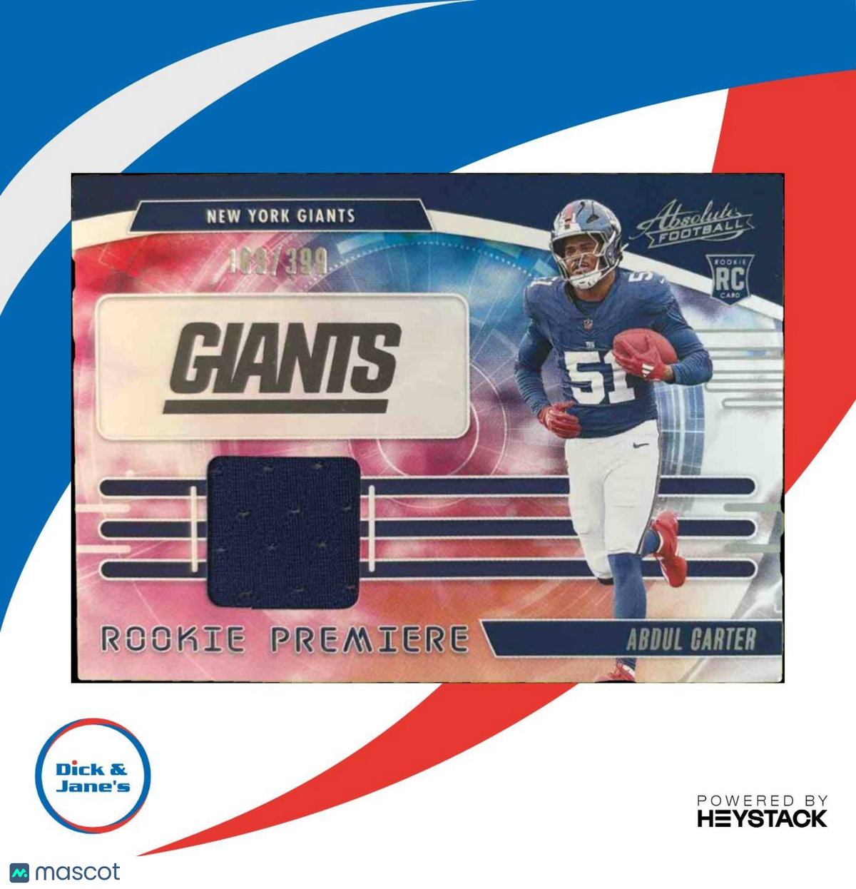 2025 Absolute Abdul Carter Rookie Premiere Materials /399 New York Giants