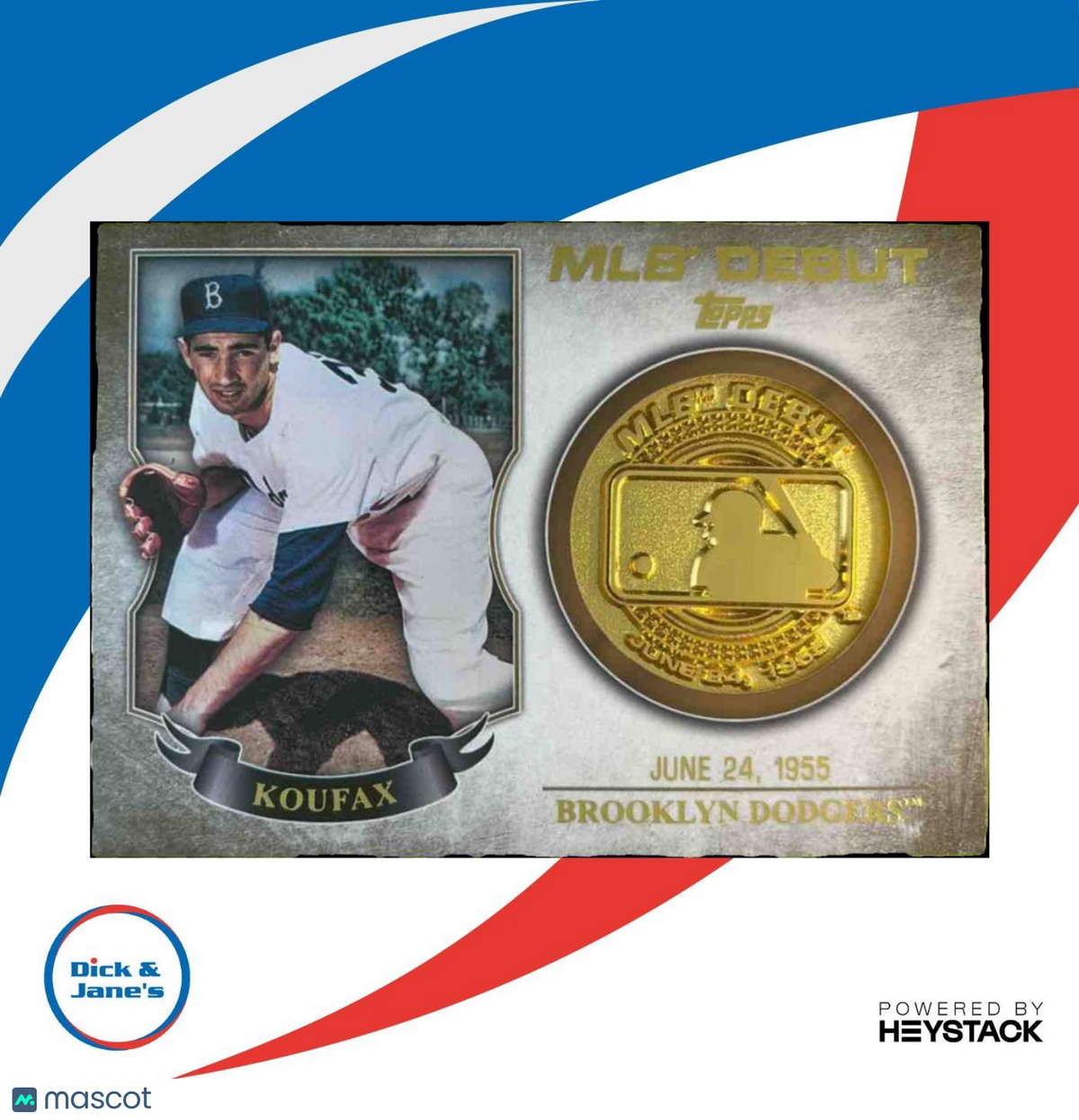 2016 Topps Sandy Koufax MLB Debut Medallion Series 1 #MDM-SK Brooklyn Dodgers
