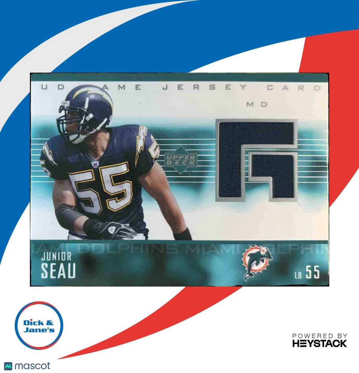 2003 Upper Deck Junior Seau UD Game Jerseys #GJ-SE Miami Dolphins