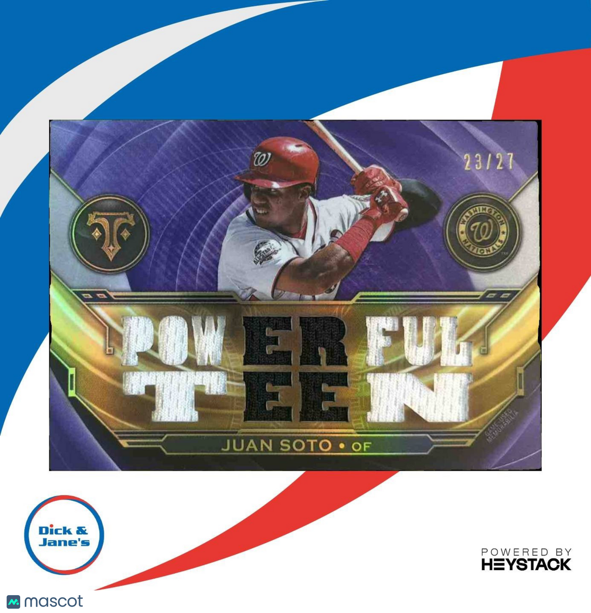 2019 Topps Triple Threads Juan Soto Relics Amethyst /27 MEM Washington Nationals